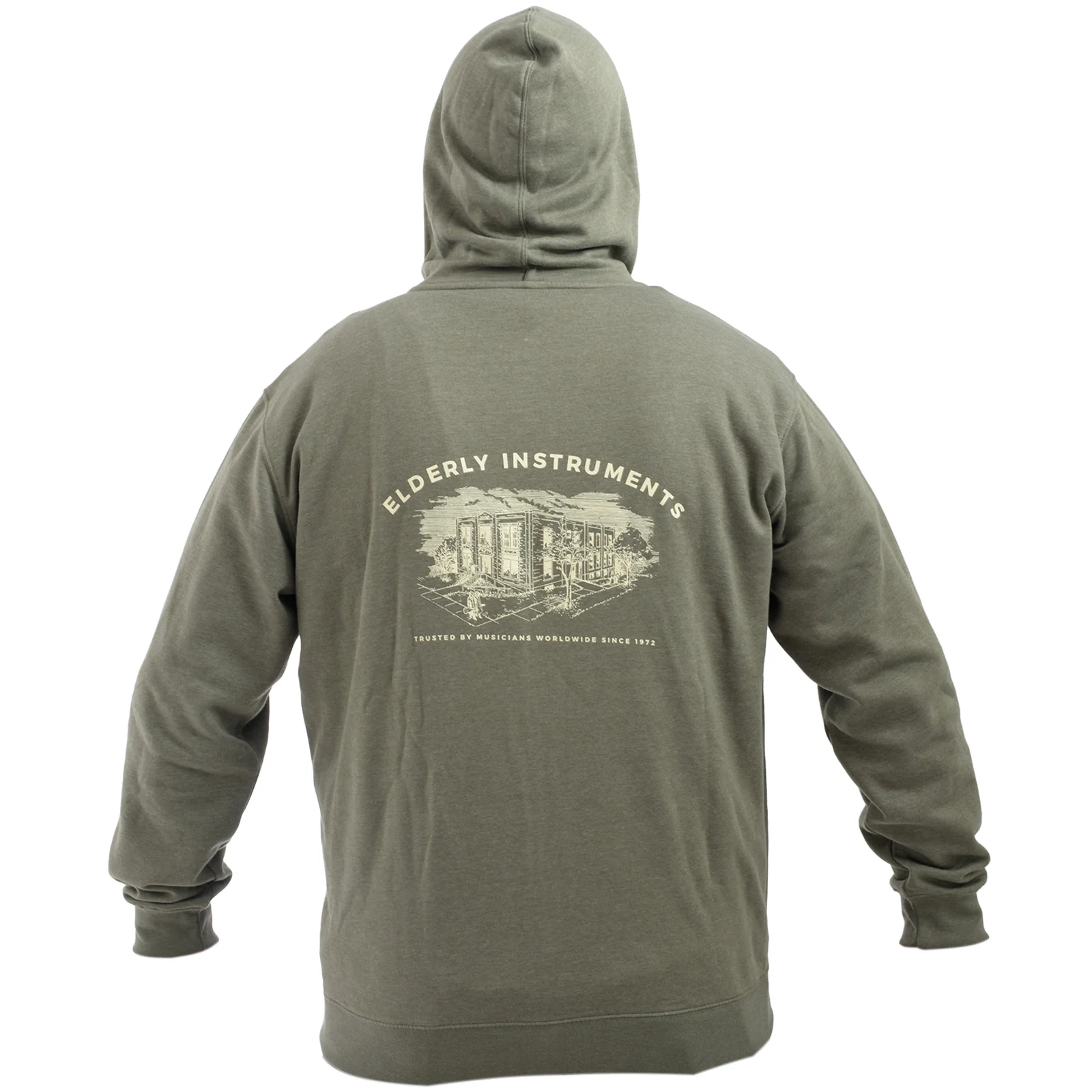 Elderly Instruments Zip Up Hoodie, Heathered Olive (Various Sizes) - Image 5