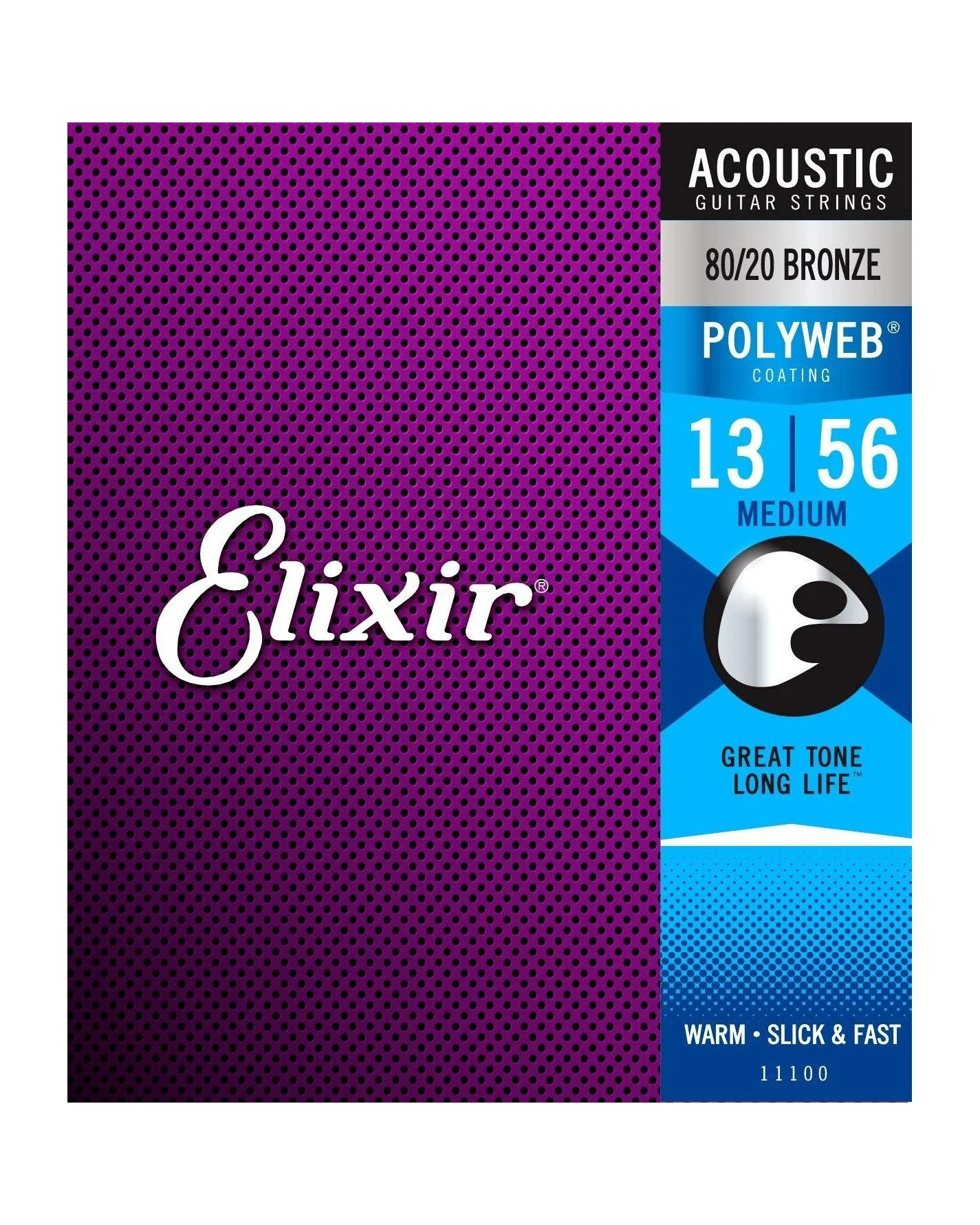 Elixir 11100 80/20 Bronze Polyweb Acoustic Guitar Strings, Medium - Image 2