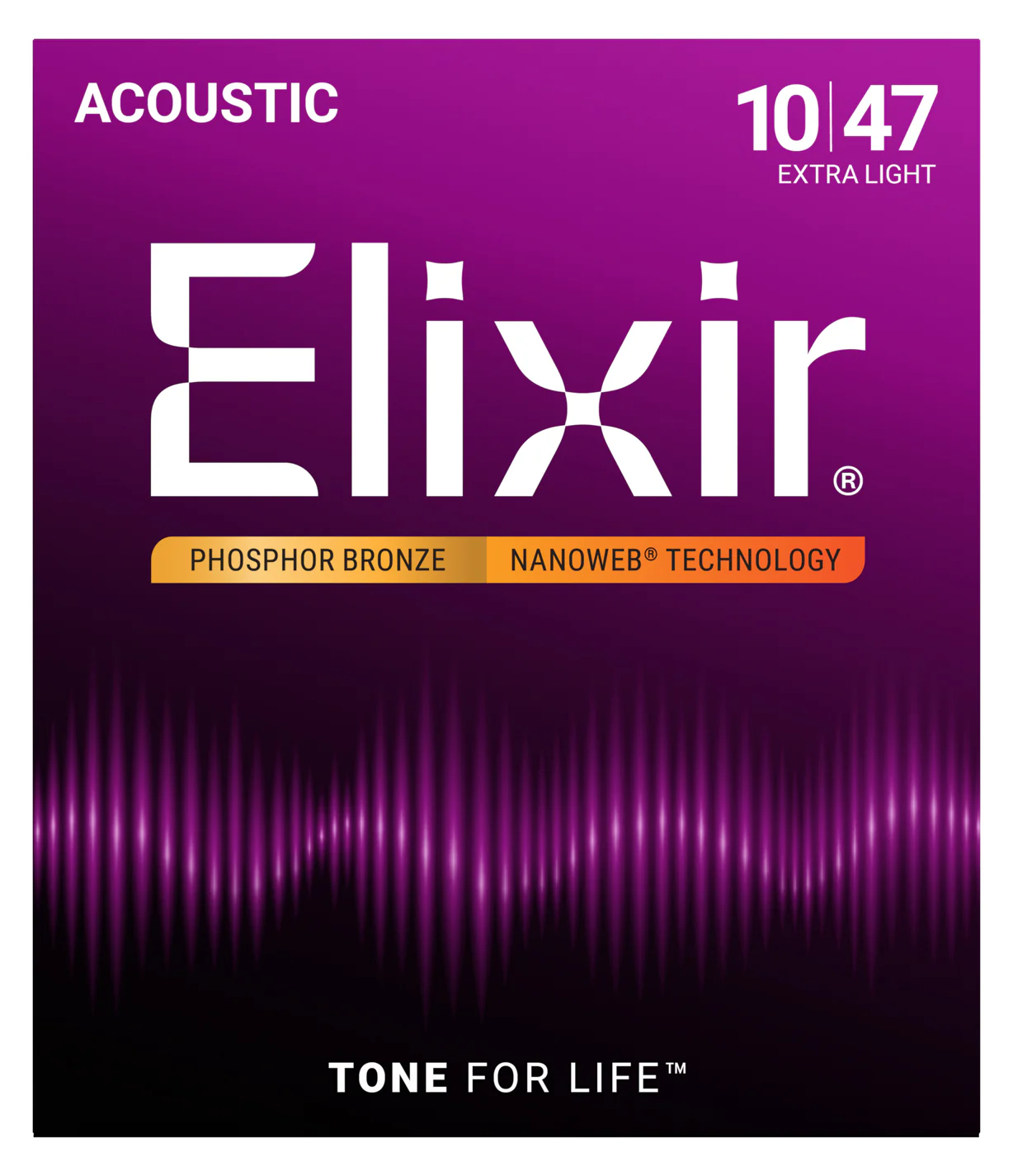 Elixir 16002 Phosphor Bronze Nanoweb Acoustic Guitar Strings, Extra Light