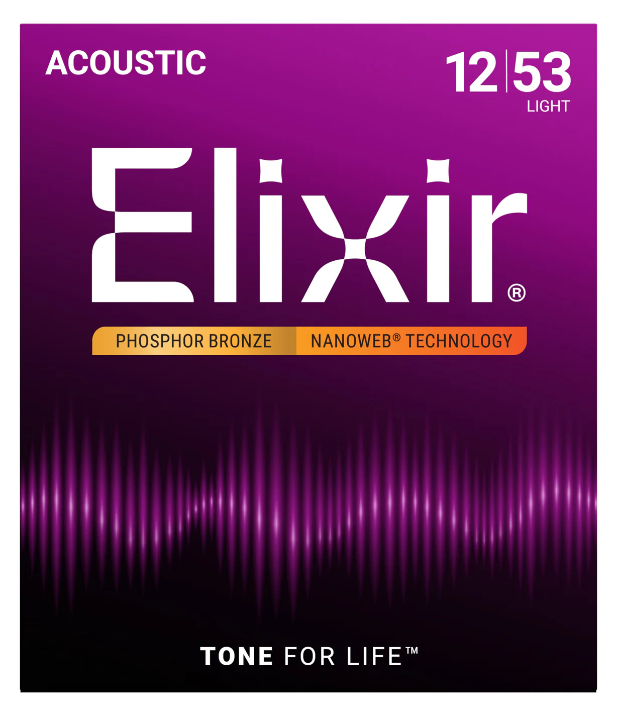 Elixir 16052 Phosphor Bronze Nanoweb Acoustic Guitar Strings, Light