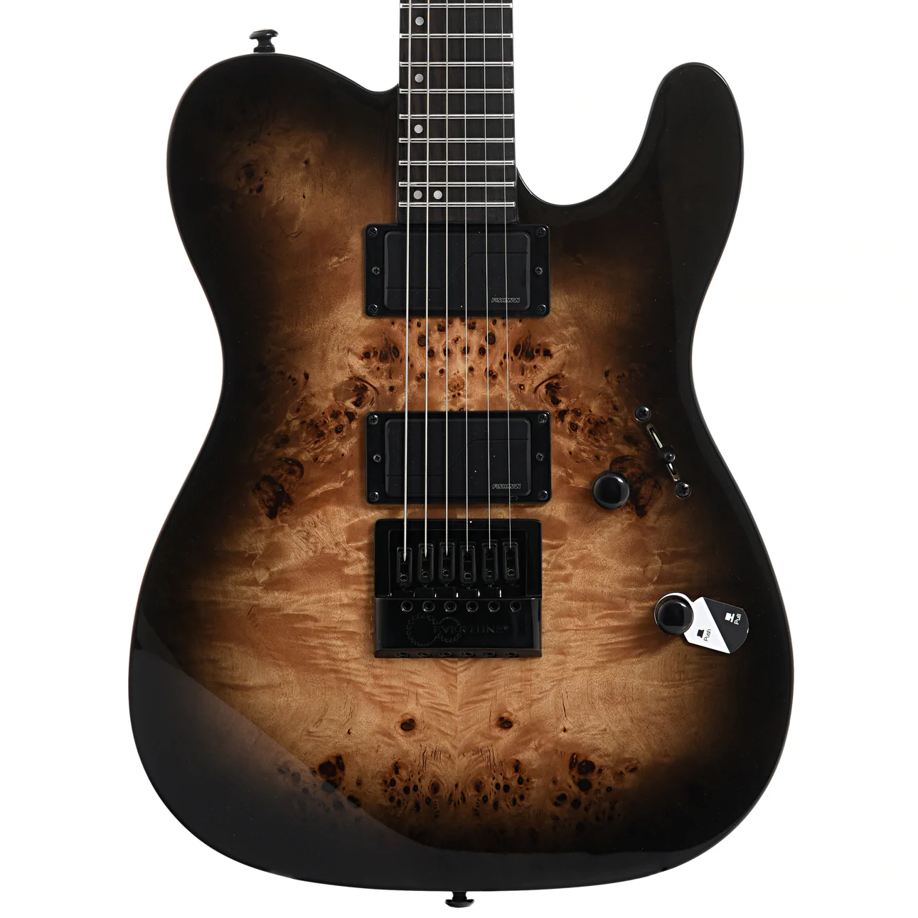ESP LTD TE-1000 Evertune Electric Guitar, Poplar Burl Charcoal Burst - Image 2