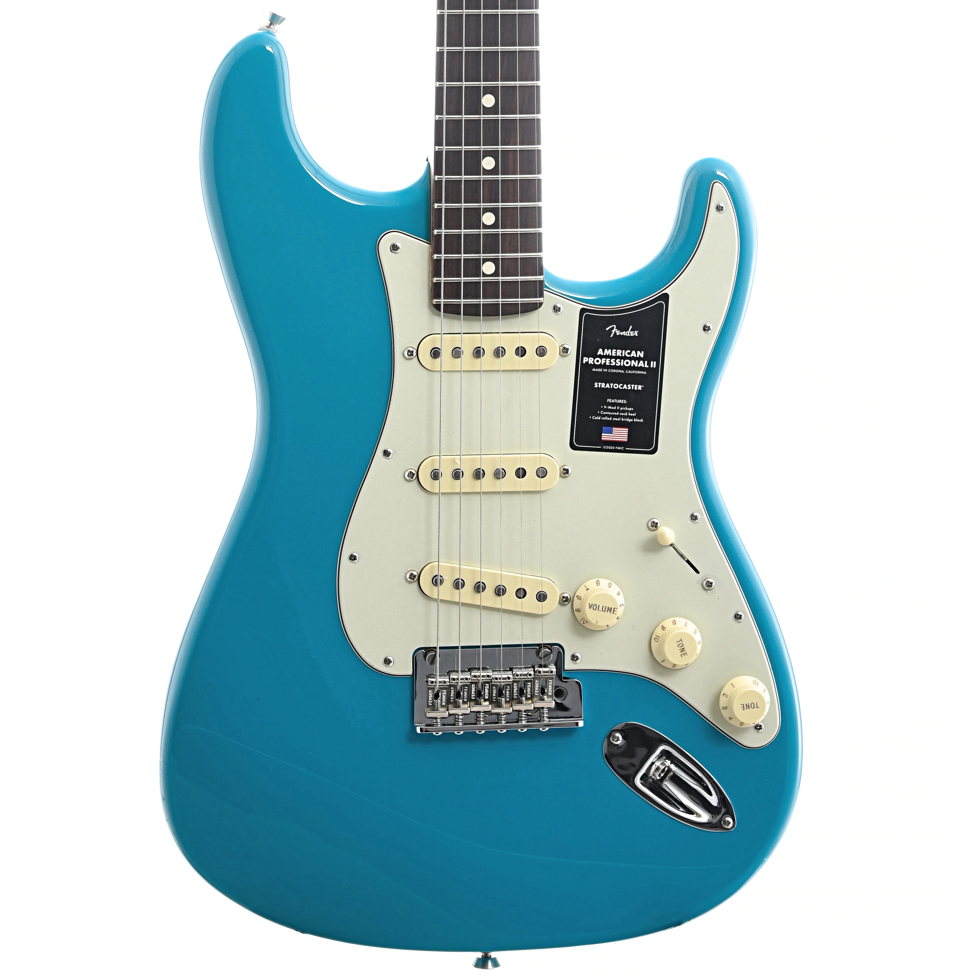Fender American Professional II Stratocaster Electric Guitar & Case, Rosewood Fingerboard, Miami Blue - Image 2