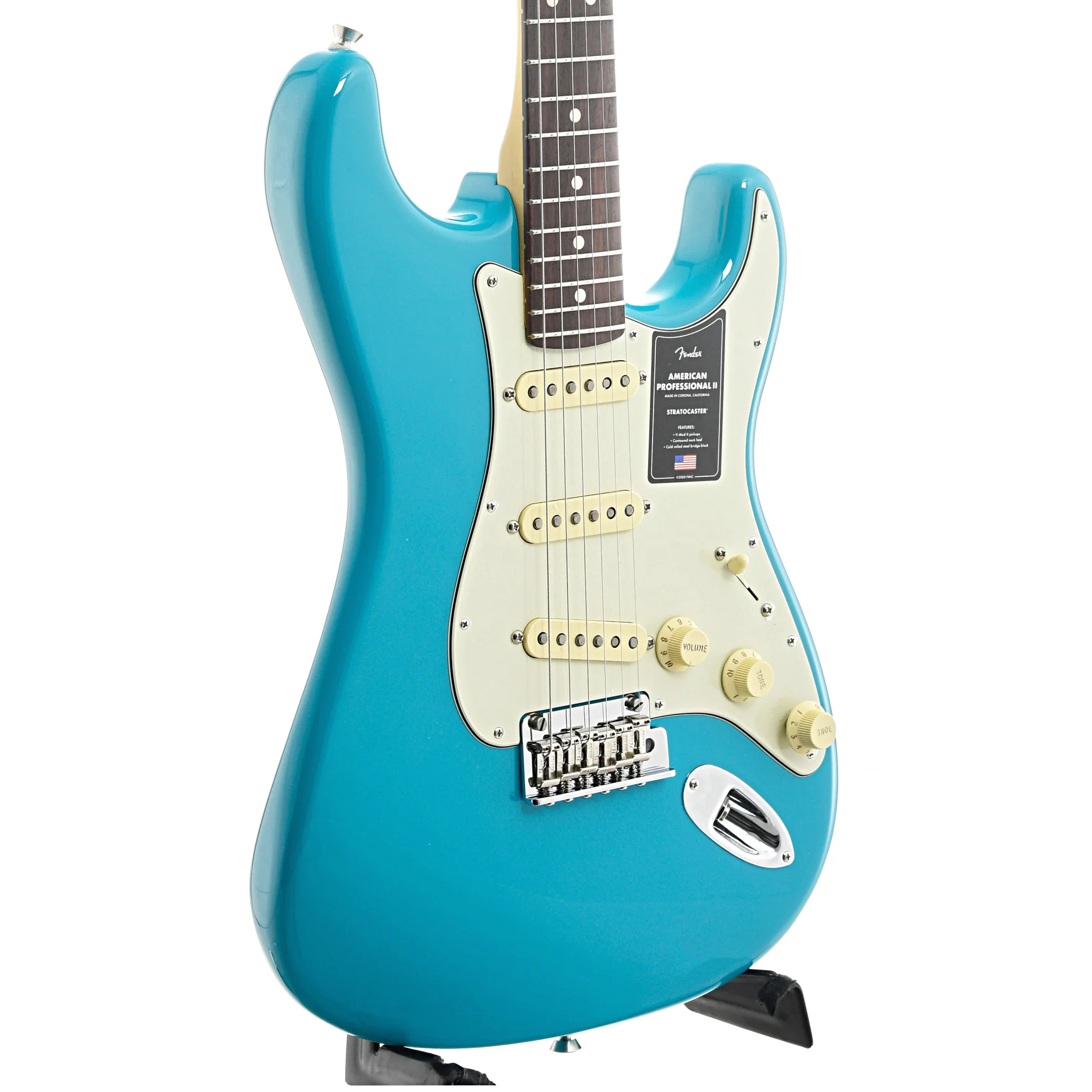 Fender American Professional II Stratocaster Electric Guitar & Case, Rosewood Fingerboard, Miami Blue - Image 4