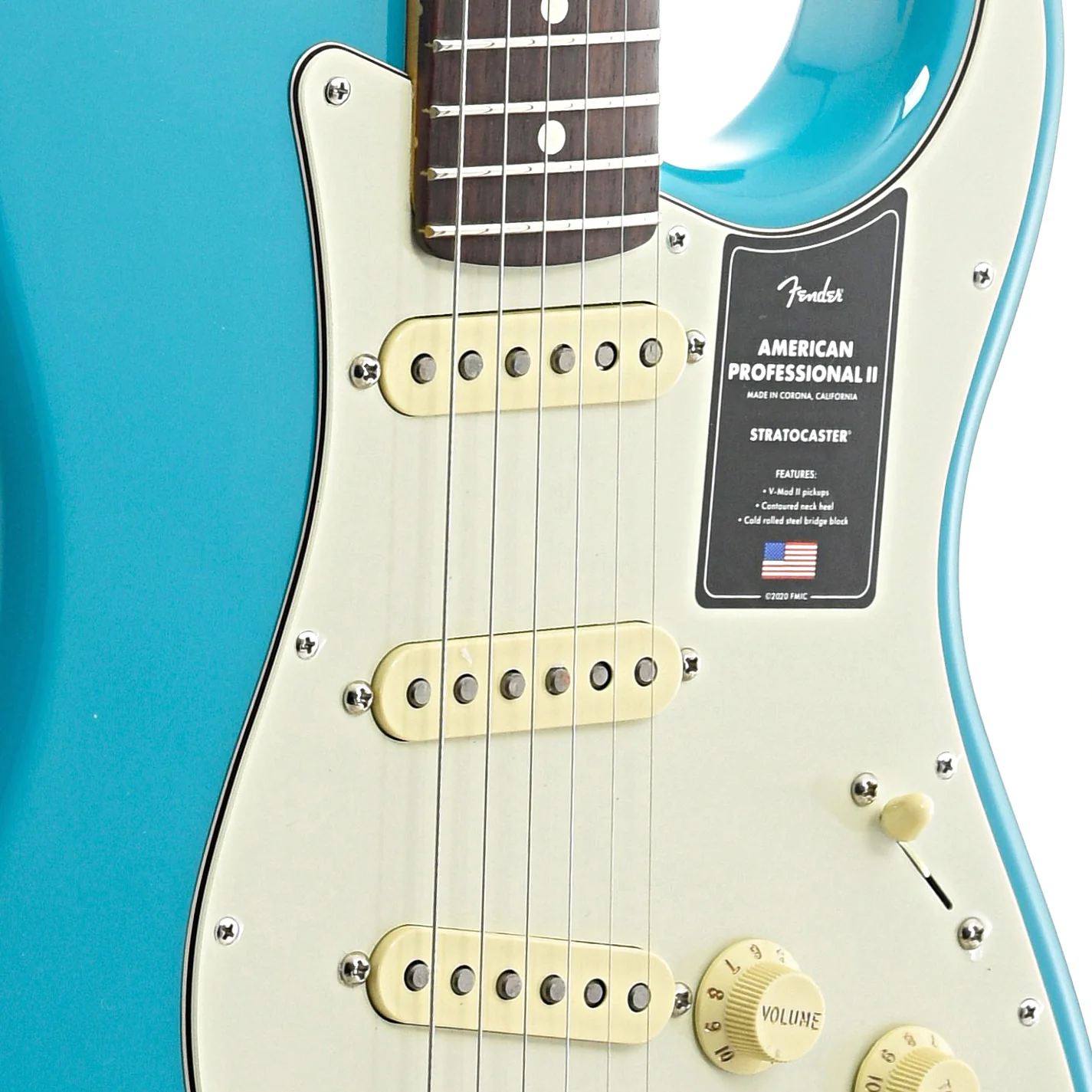 Fender American Professional II Stratocaster Electric Guitar & Case, Rosewood Fingerboard, Miami Blue - Image 6