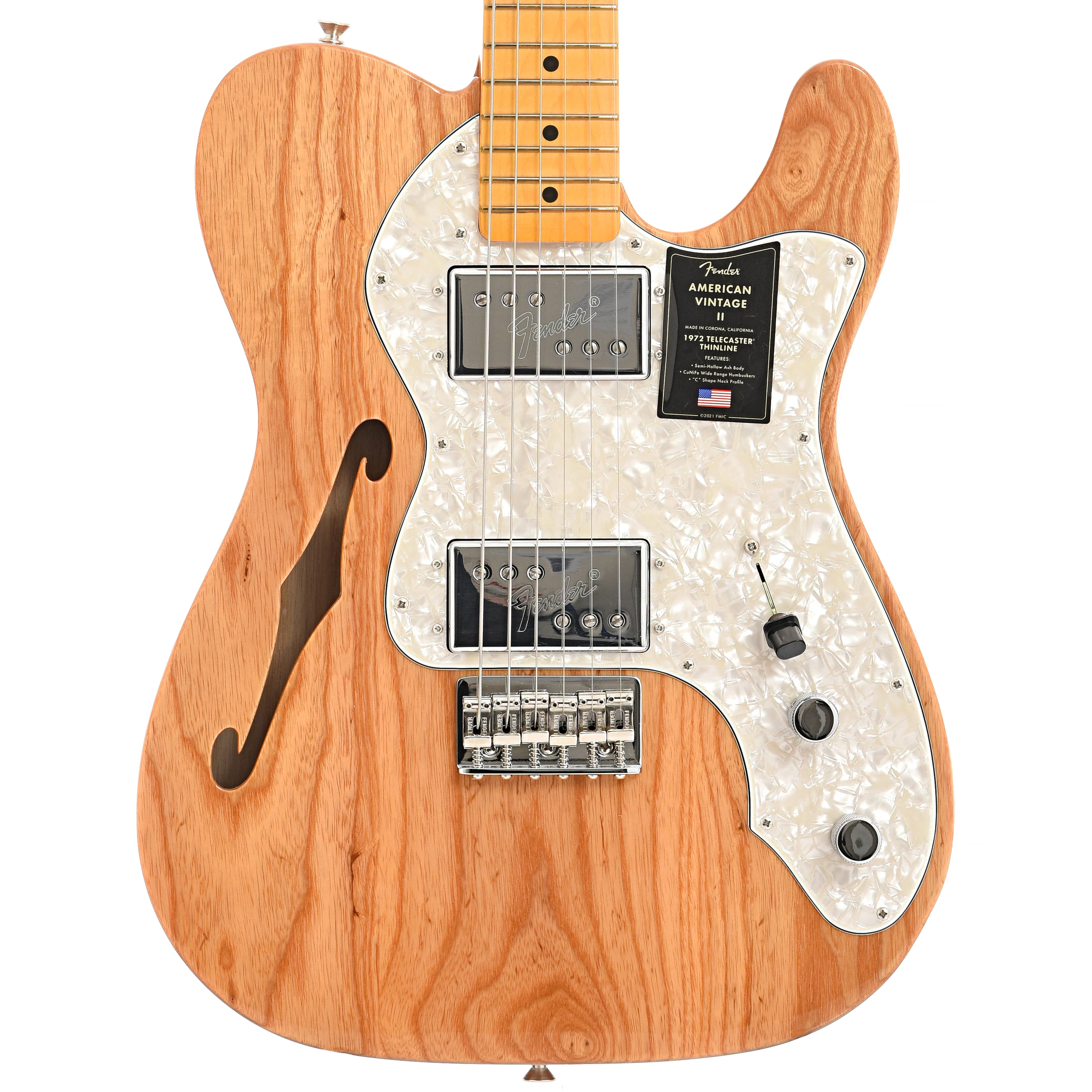 Fender American Vintage II 1972 Telecaster Thinline Electric Guitar & Case, Aged Natural - Image 2