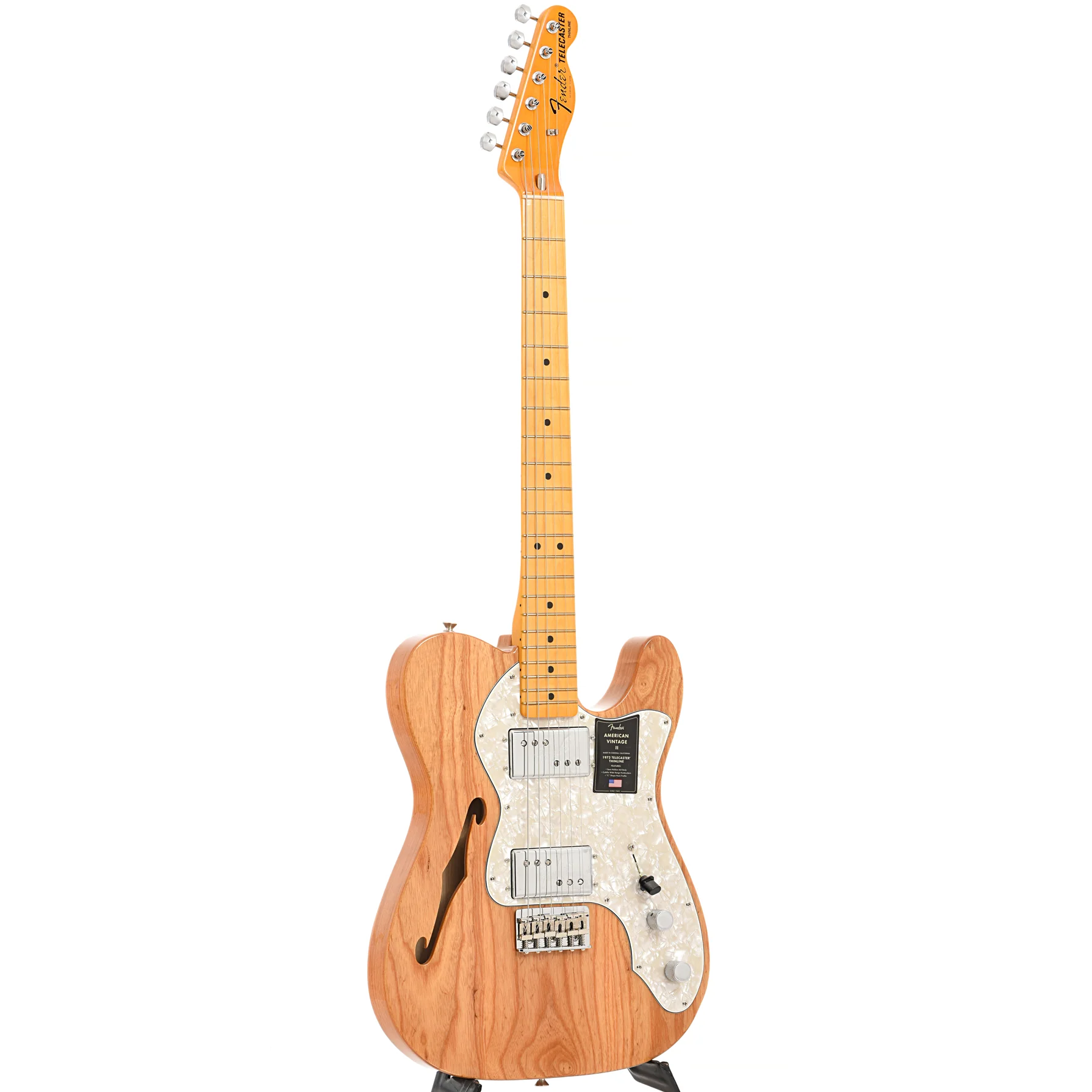 Fender American Vintage II 1972 Telecaster Thinline Electric Guitar & Case, Aged Natural - Image 3