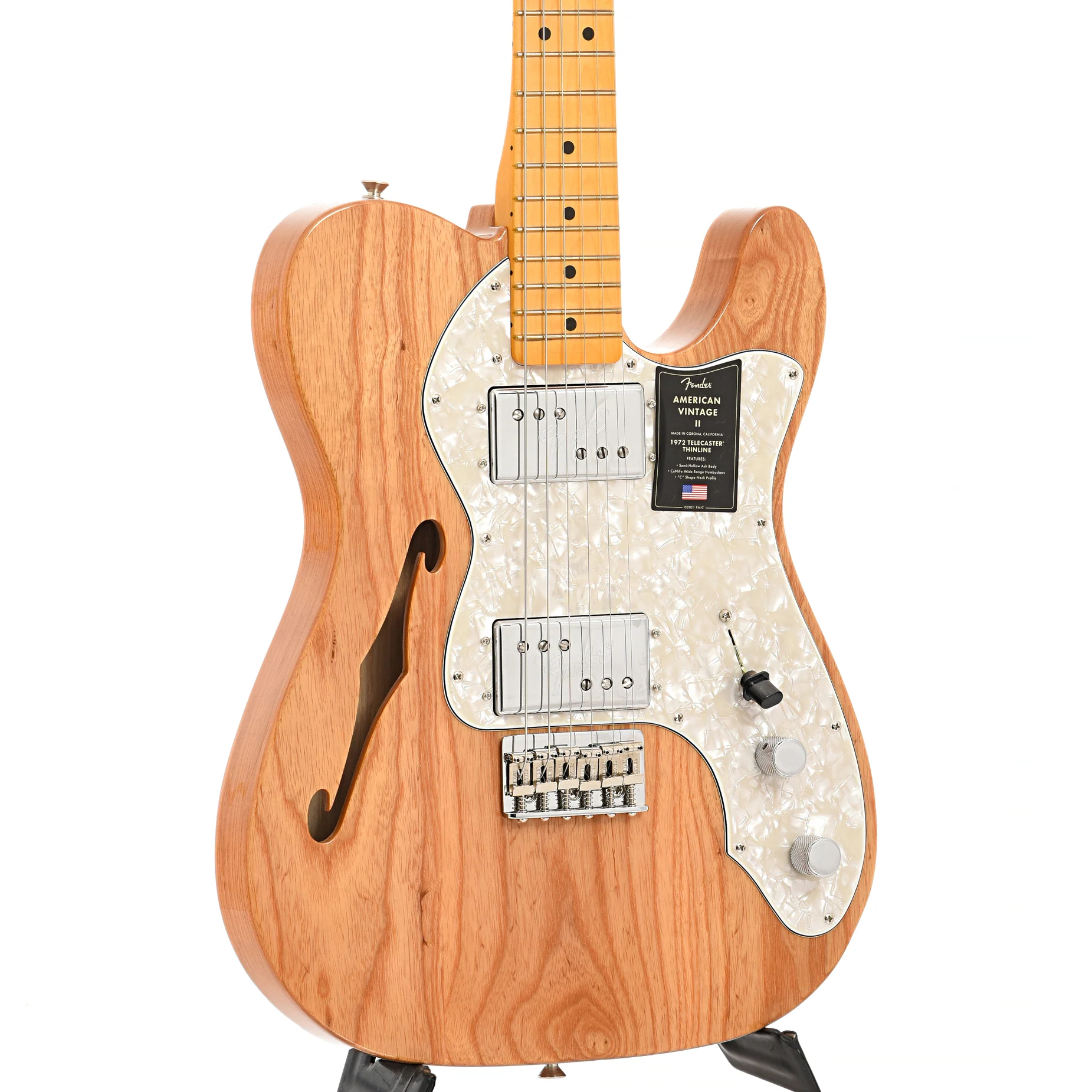 Fender American Vintage II 1972 Telecaster Thinline Electric Guitar & Case, Aged Natural - Image 4