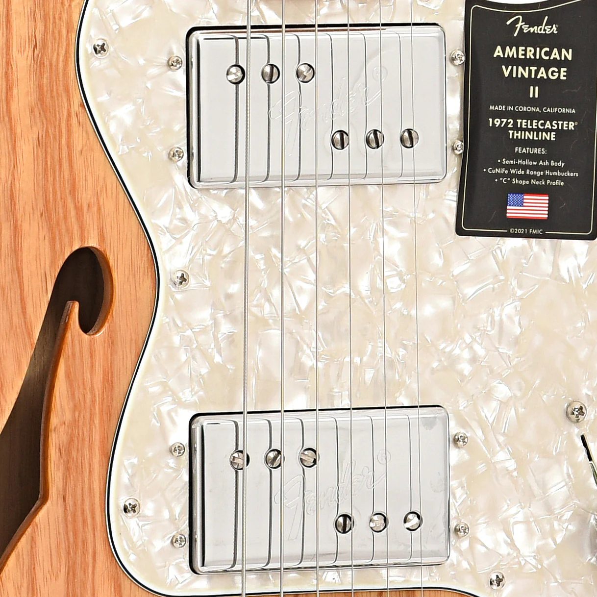 Fender American Vintage II 1972 Telecaster Thinline Electric Guitar & Case, Aged Natural - Image 6