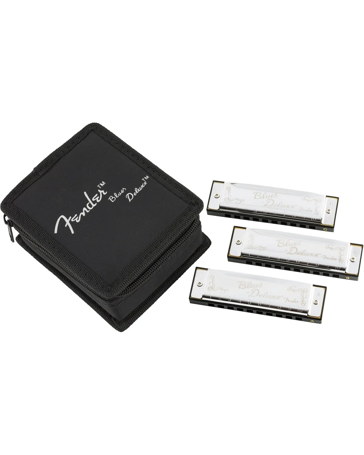 Fender Blues Deluxe Harmonicas, 3-Pack with Case - Image 2