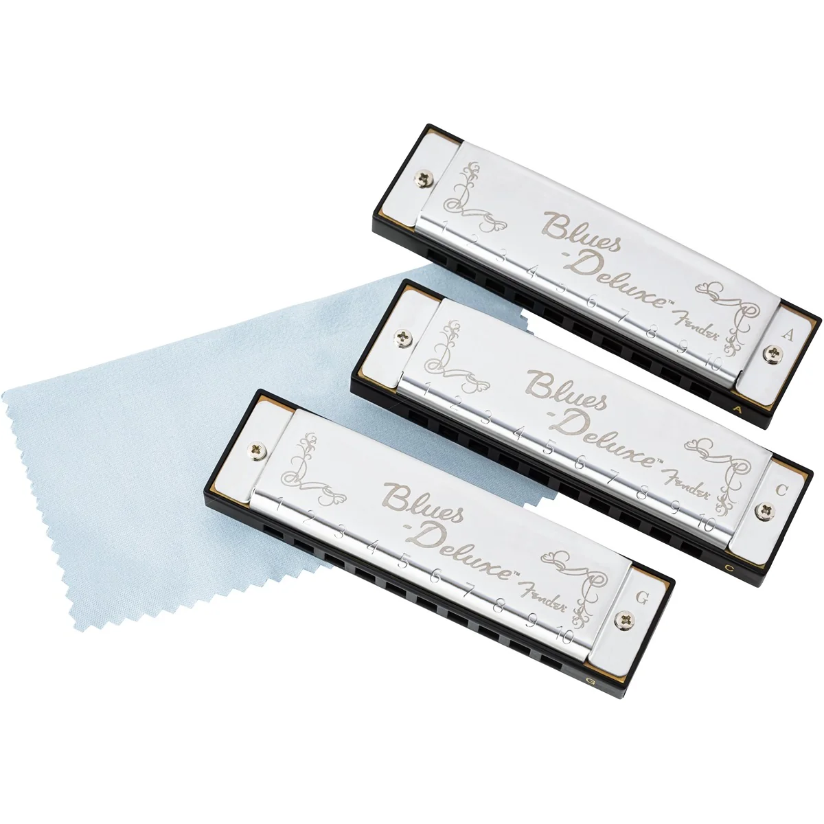 Fender Blues Deluxe Harmonicas, 3-Pack with Case - Image 5