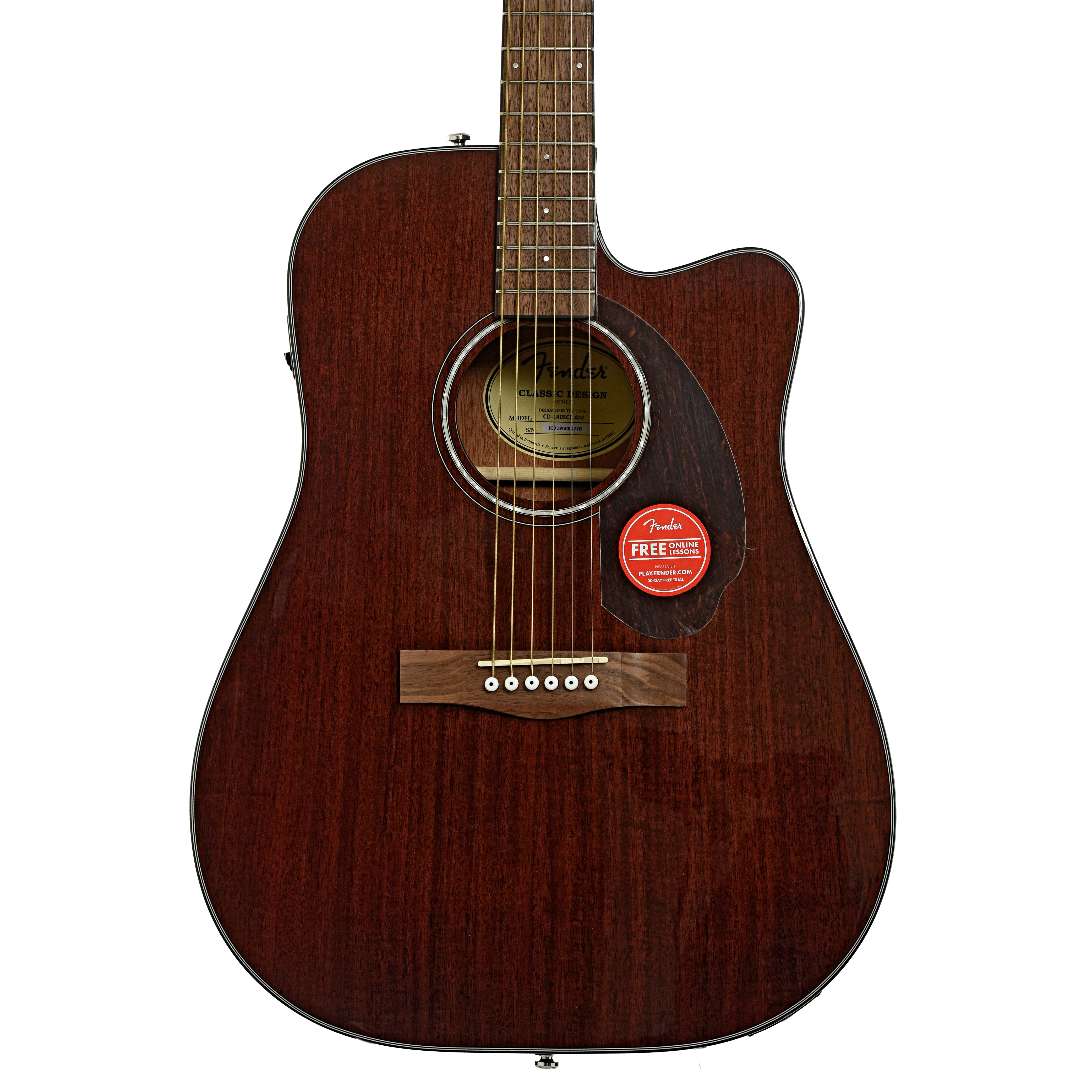 Fender CD-140SCE All-Mahogany Dreadnought Acoustic Guitar & Case - Image 2