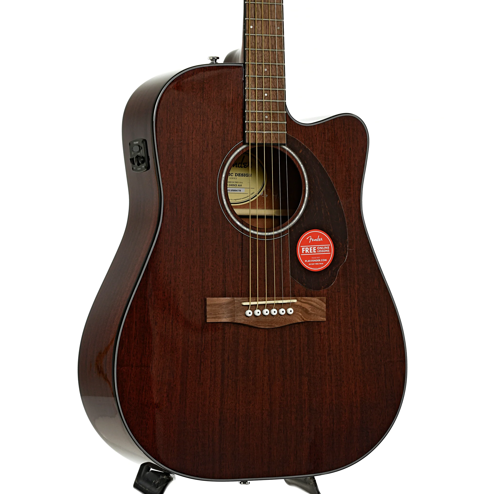 Fender CD-140SCE All-Mahogany Dreadnought Acoustic Guitar & Case - Image 4