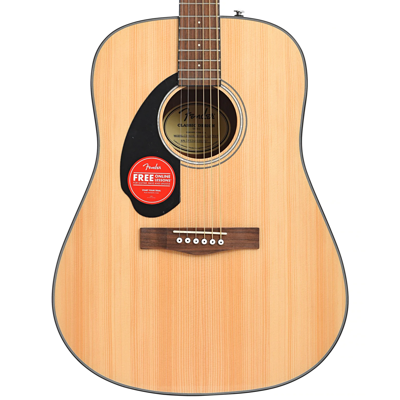 Fender CD-60S Left-Handed Dreadnought Acoustic Guitar, Natural - Image 2