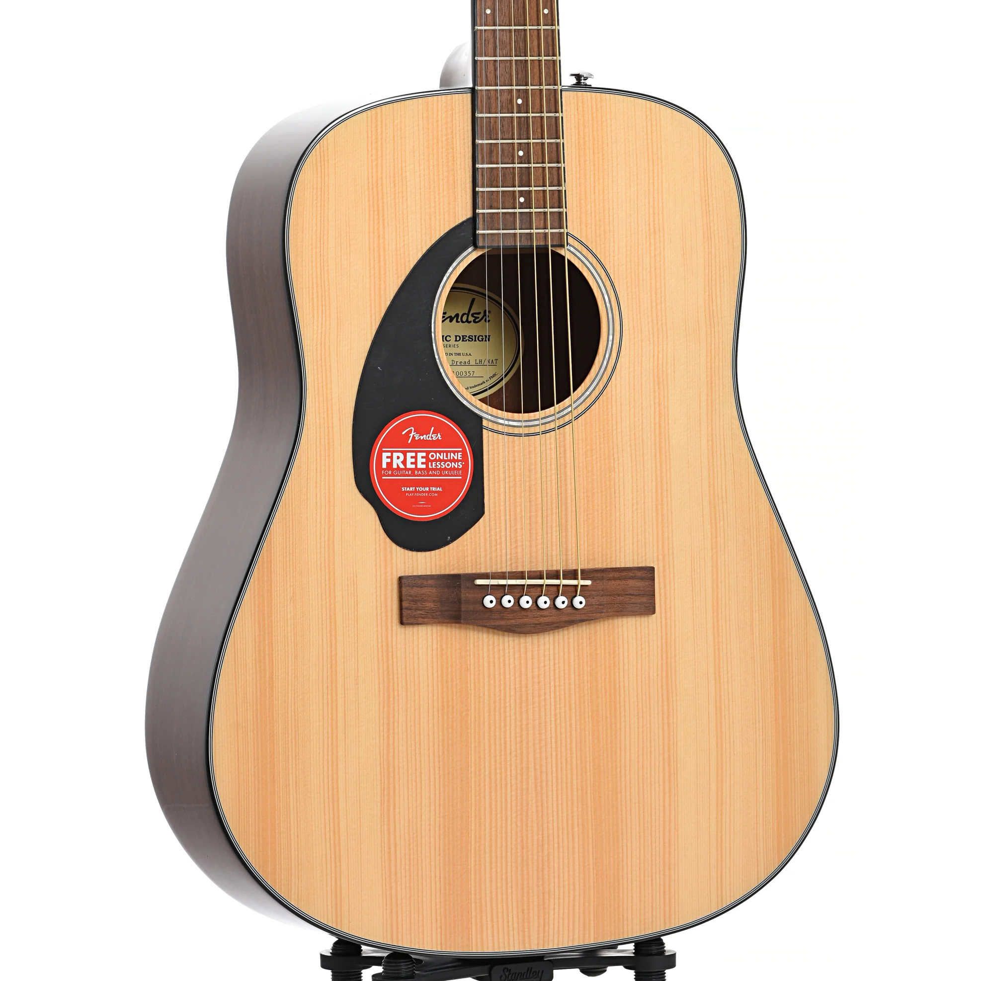 Fender CD-60S Left-Handed Dreadnought Acoustic Guitar, Natural - Image 4