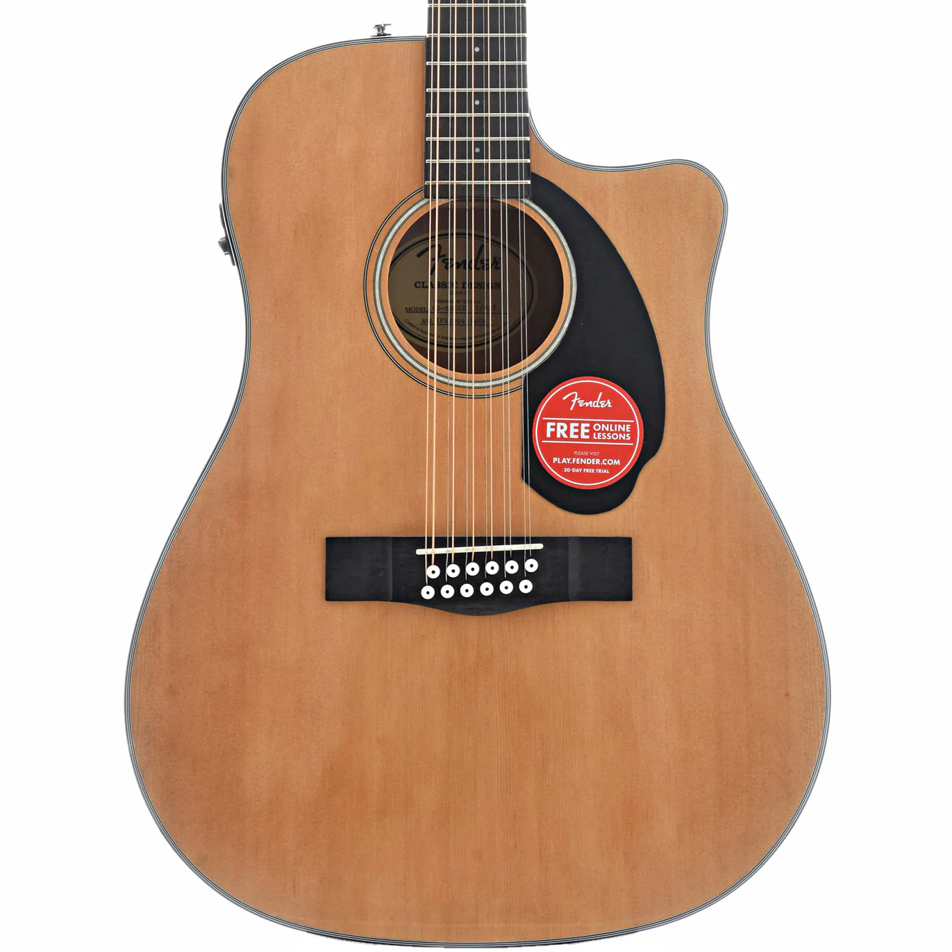 Fender CD-60SCE 12-String Acoustic-Electric Guitar, Natural - Image 2