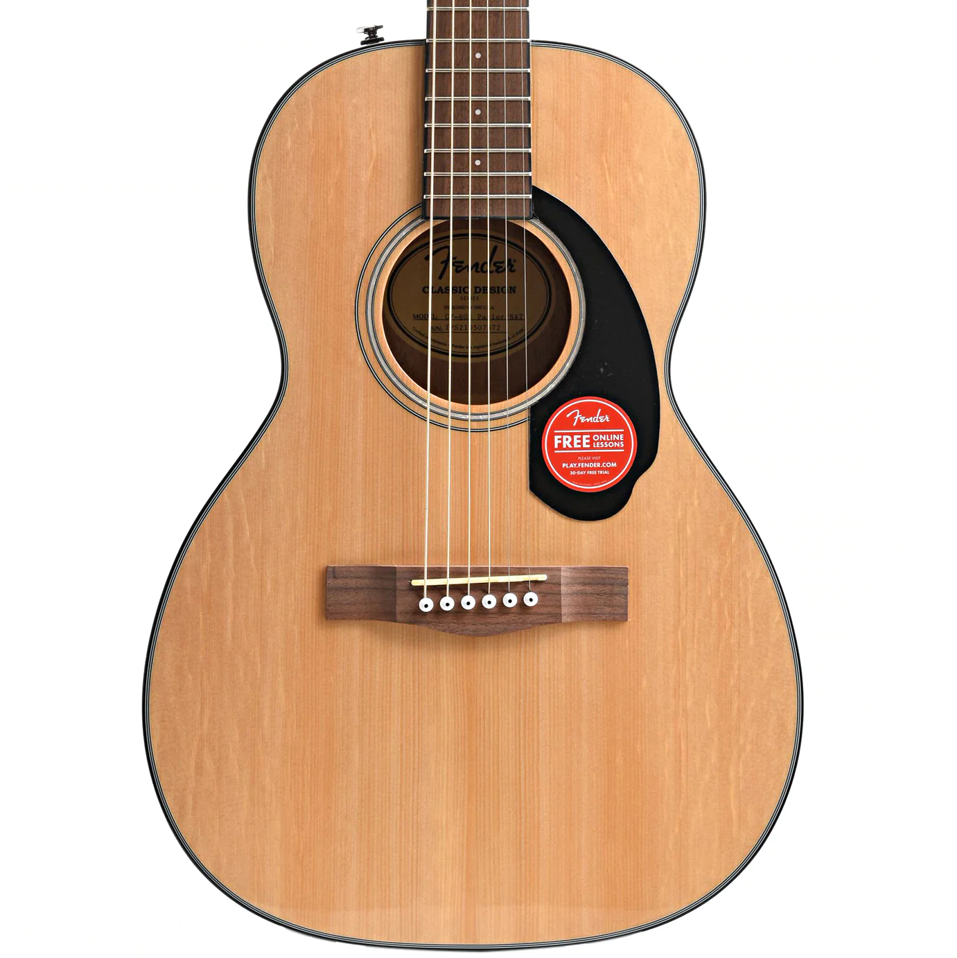 Fender CP-60S Parlor Acoustic Guitar, Natural - Image 2