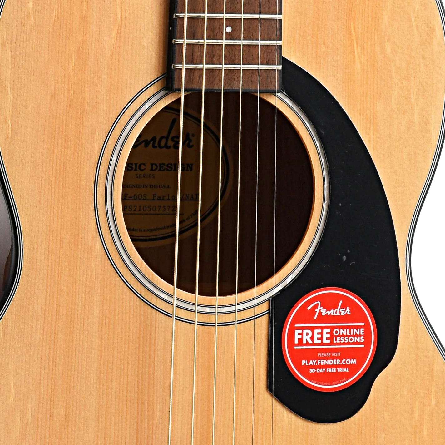 Fender CP-60S Parlor Acoustic Guitar, Natural - Image 6