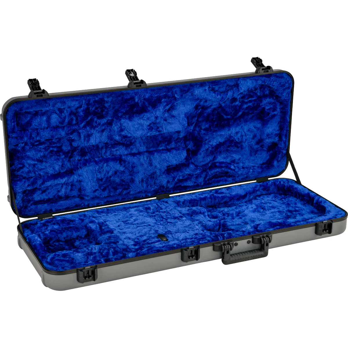 Fender Deluxe Molded Hardshell Case, Strat/Tele, Silver/Blue - Image 3