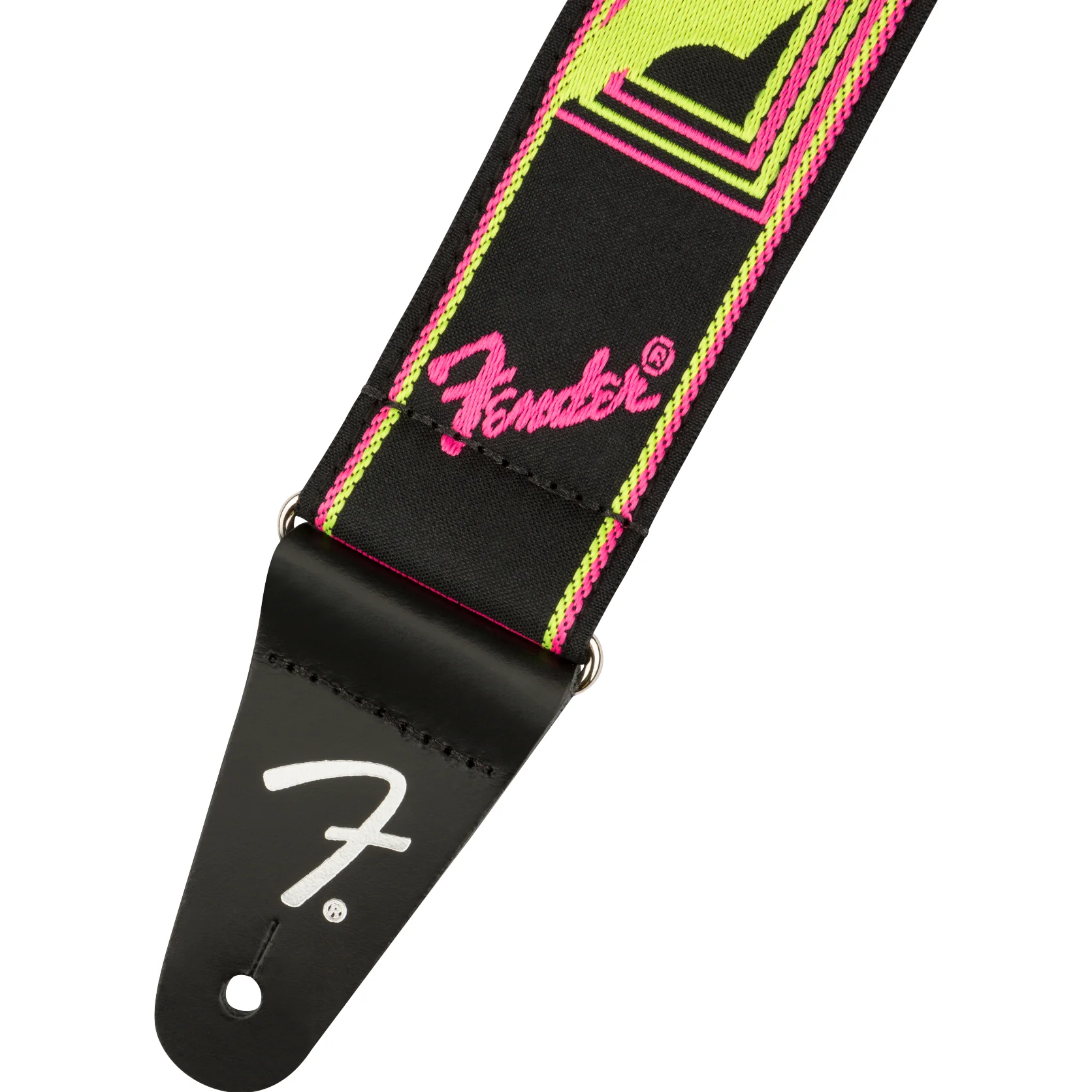 Fender Neon Monogrammed Guitar Strap, Yellow/Pink - Image 2