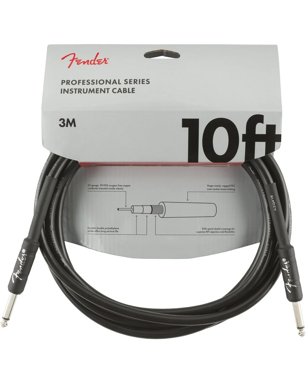 Fender Professional Series 10ft Instrument Cable, Black - Image 2