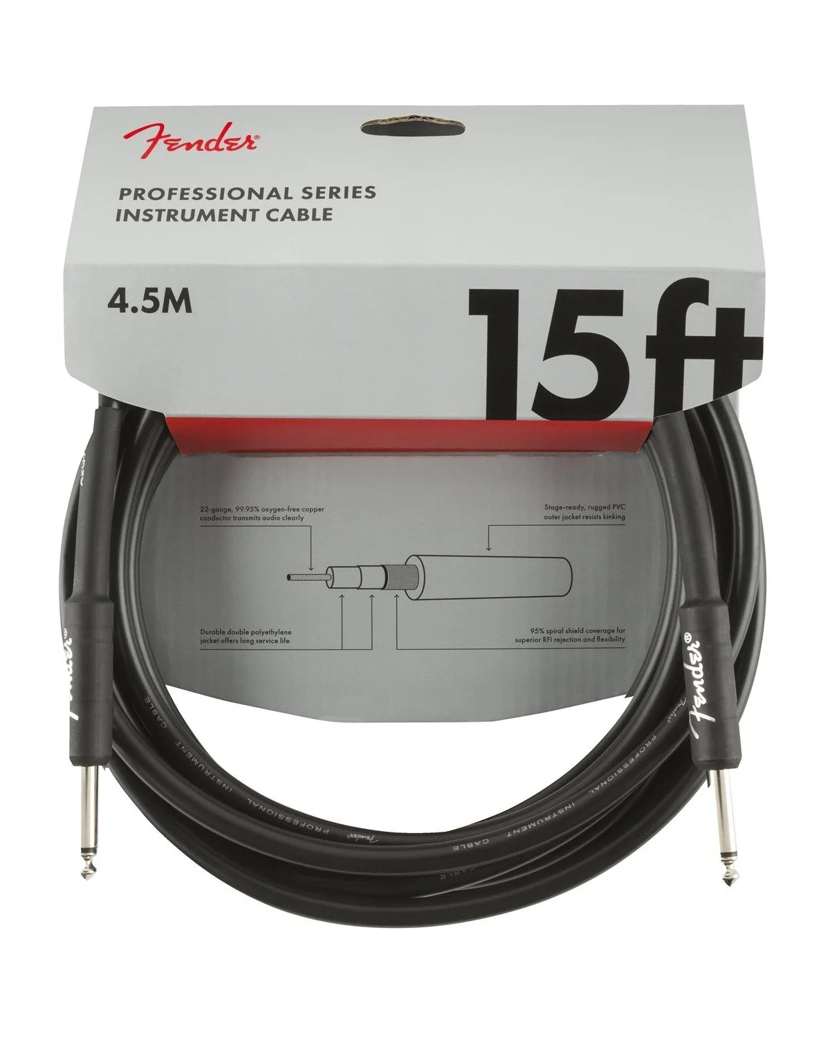 Fender Professional Series 15ft Instrument Cable, Black - Image 2