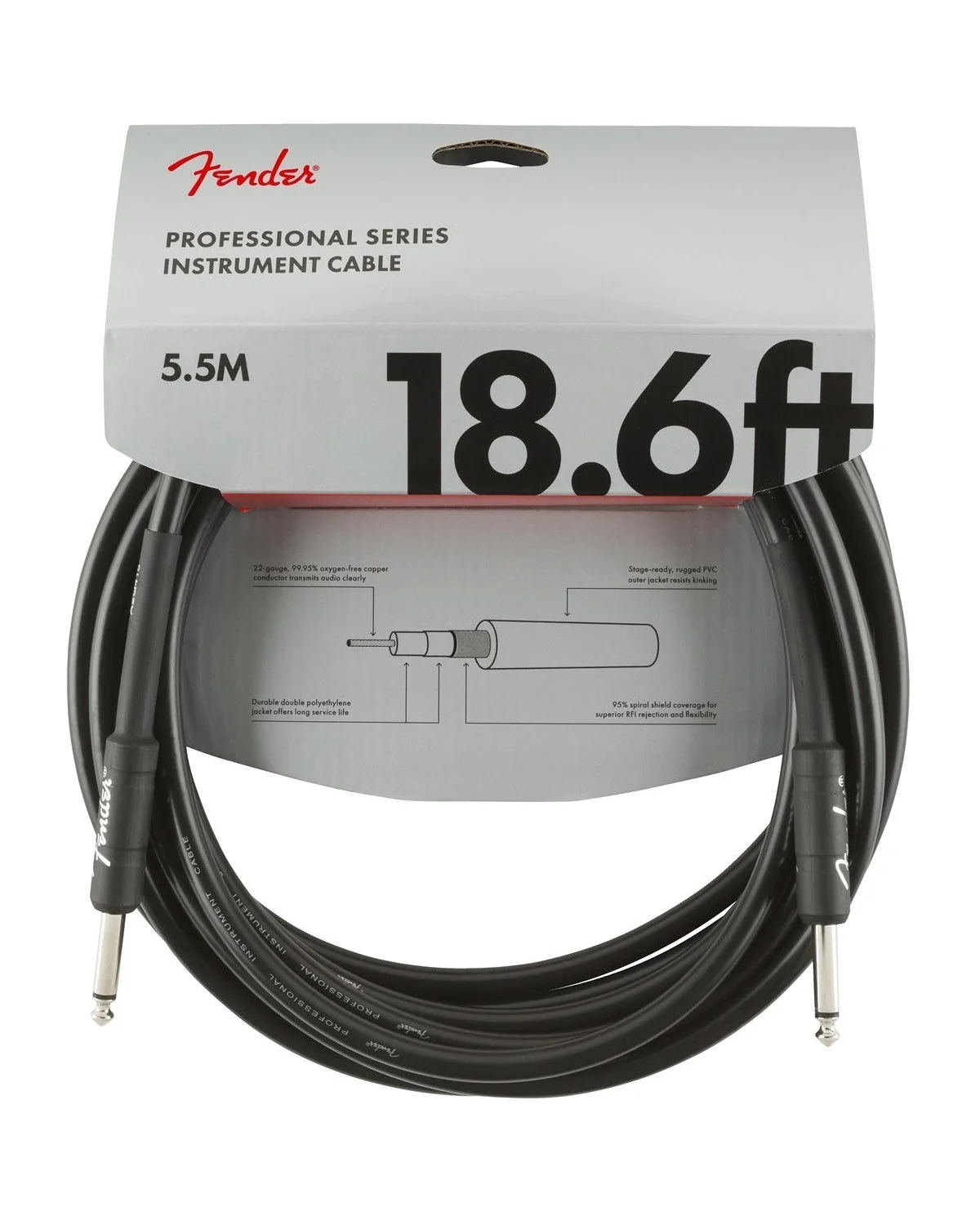 Fender Professional Series 18.6ft Instrument Cable, Black - Image 2