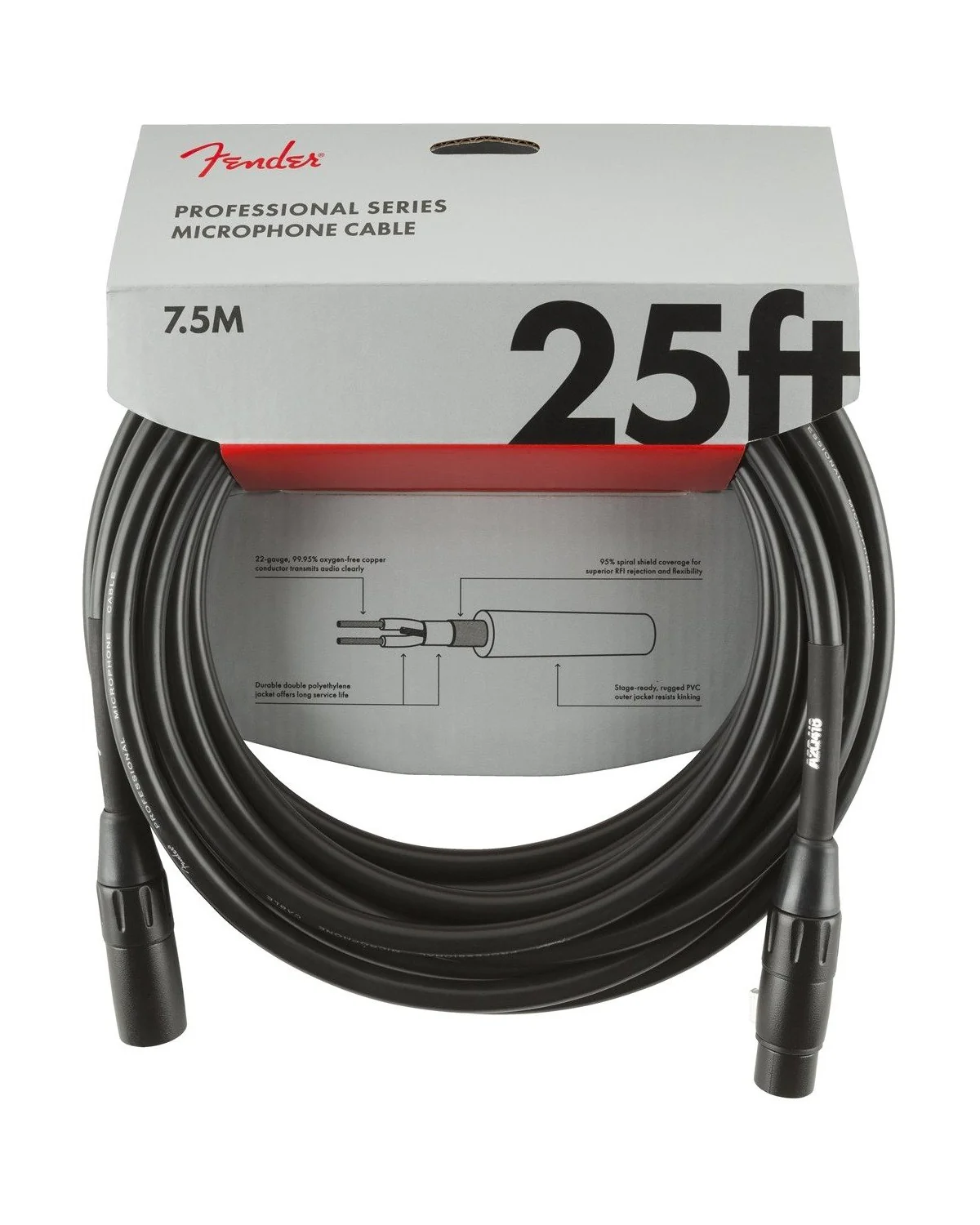 Fender Professional Series Microphone Cable, 25', Black - Image 2