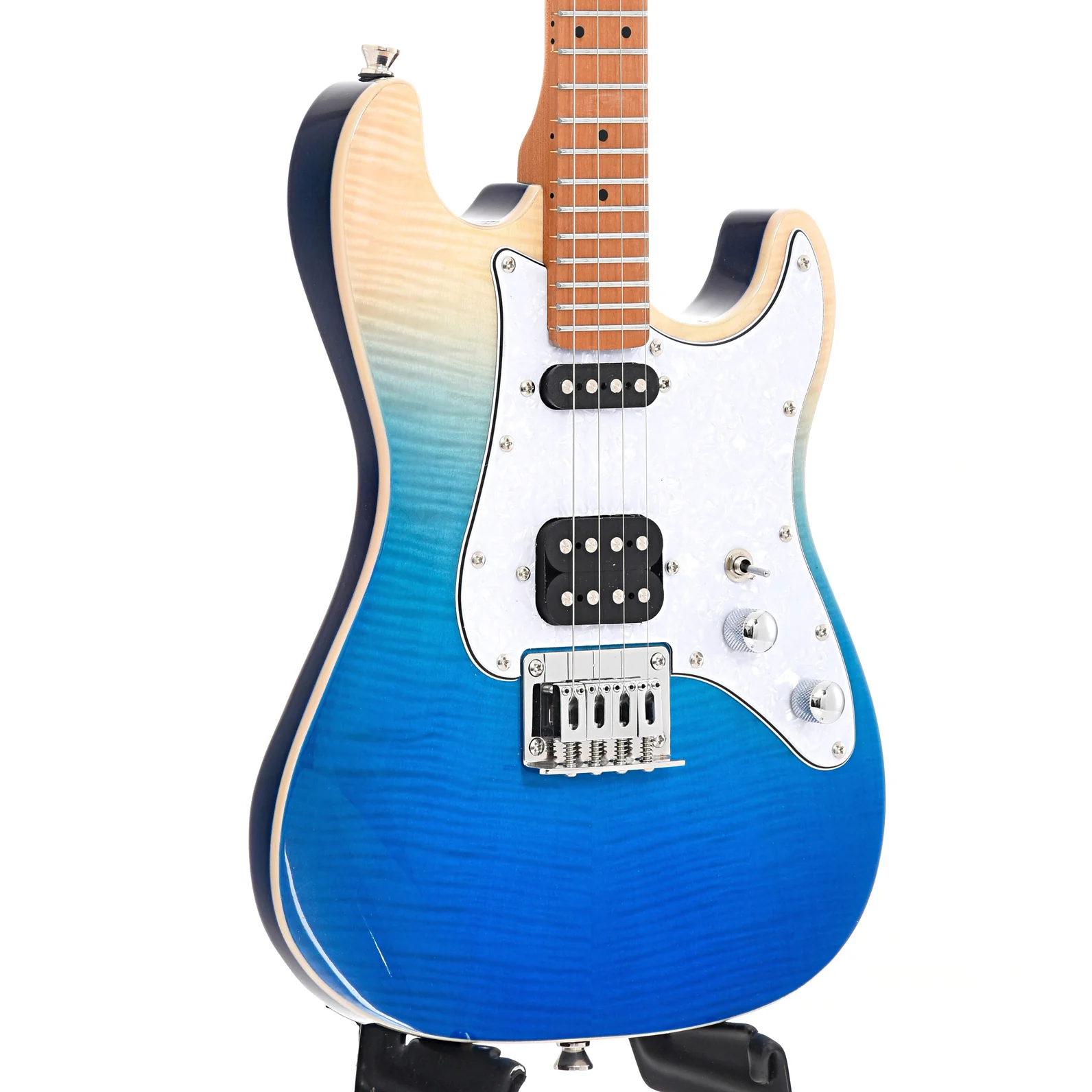 Flight Pathfinder Transparent Blue Electric Solidbody Tenor Ukulele - Image 3