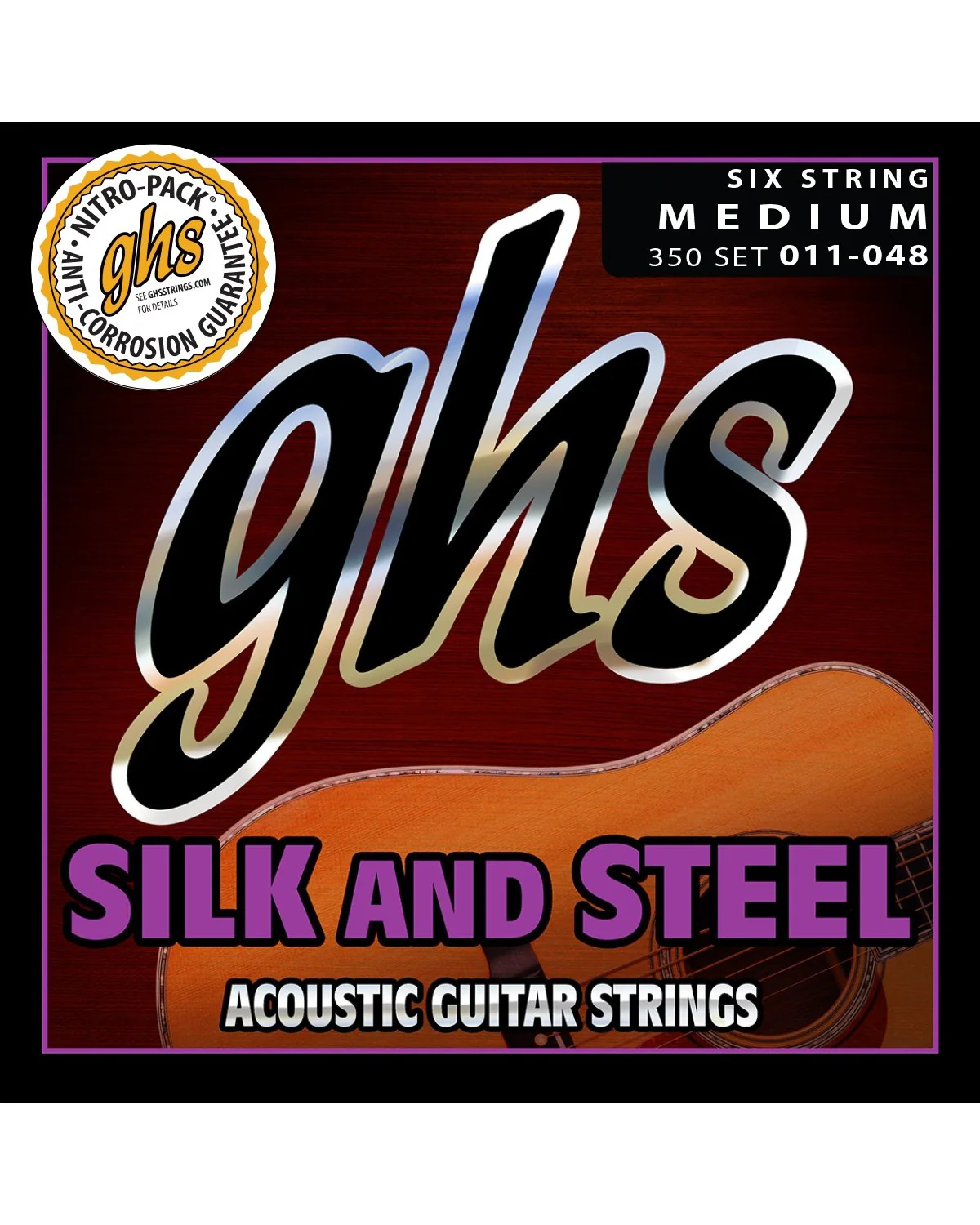 GHS 350 Silk & Steel Acoustic Guitar Strings, Medium - Image 2