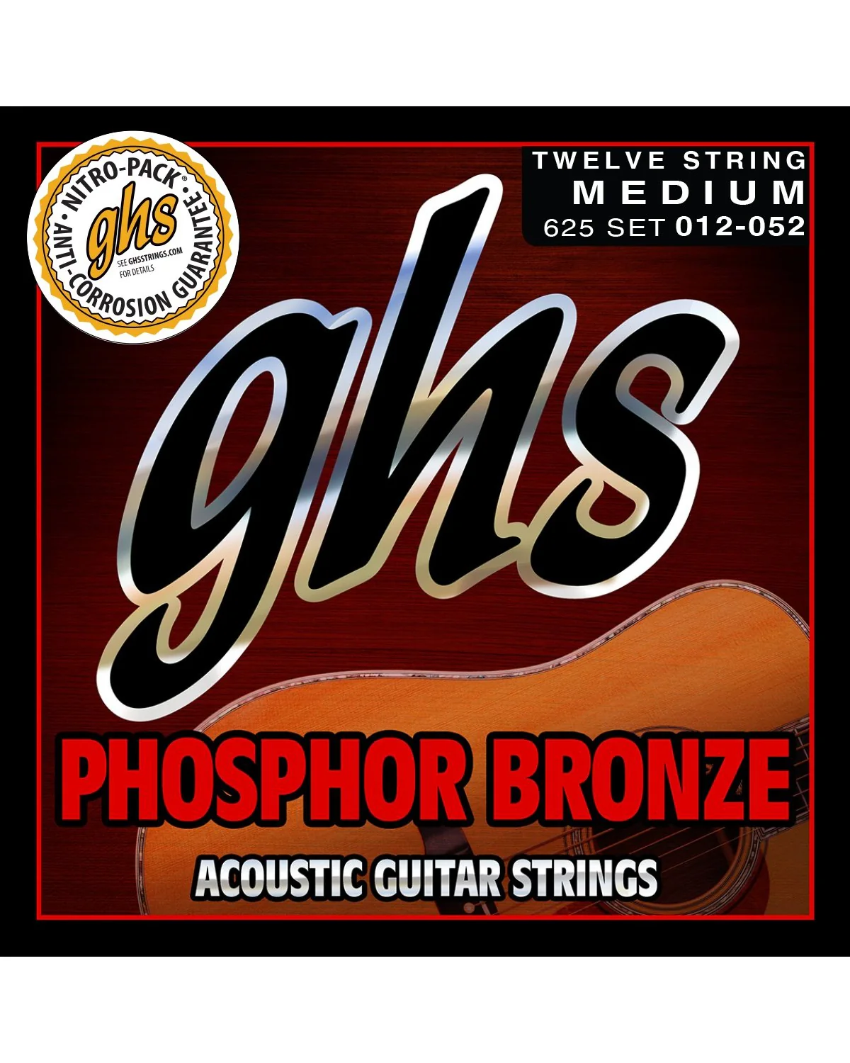 GHS 625 Phosphor Bronze 12-String Acoustic Guitar Strings, Medium - Image 2