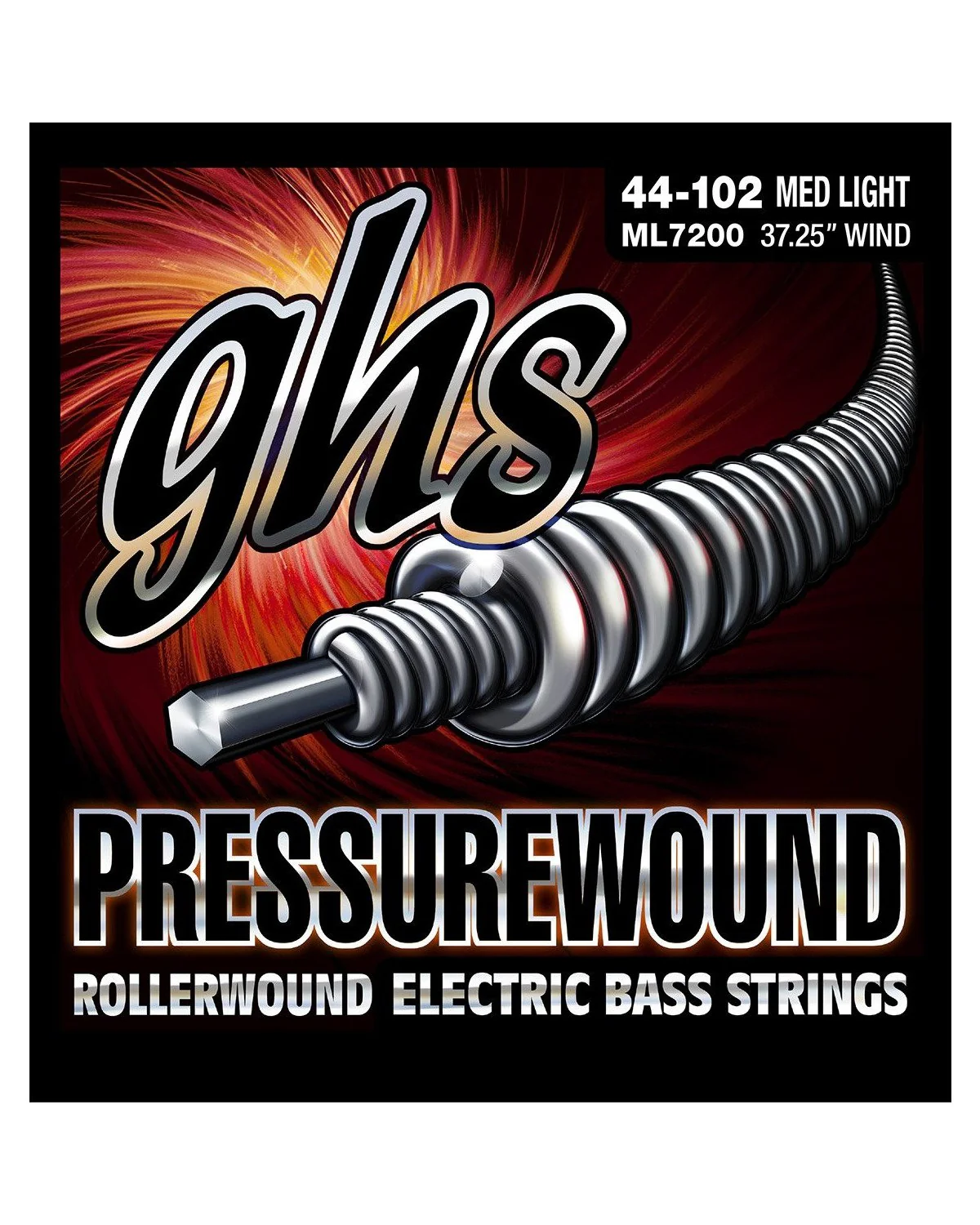 GHS ML7200 Pressurewound Nickel/Iron Electric Bass Strings, Medium Light - Image 2