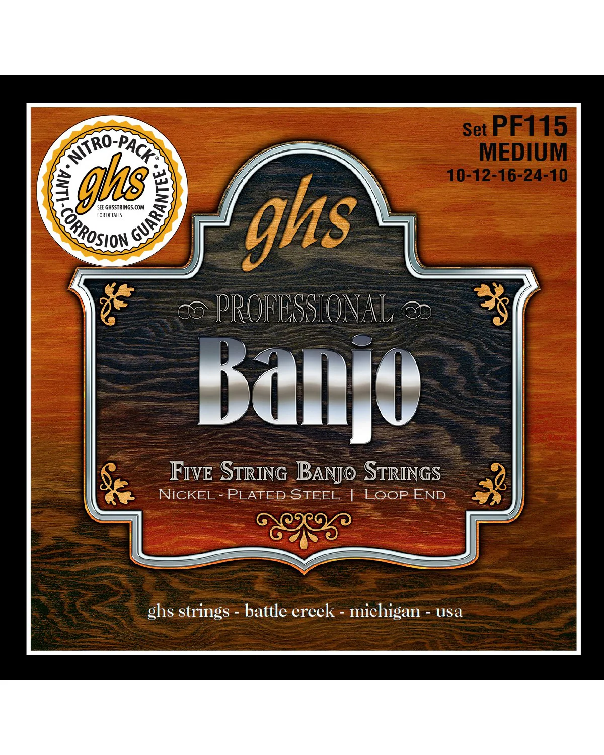GHS PF115 Nickel Plated Banjo Strings, Medium - Image 2