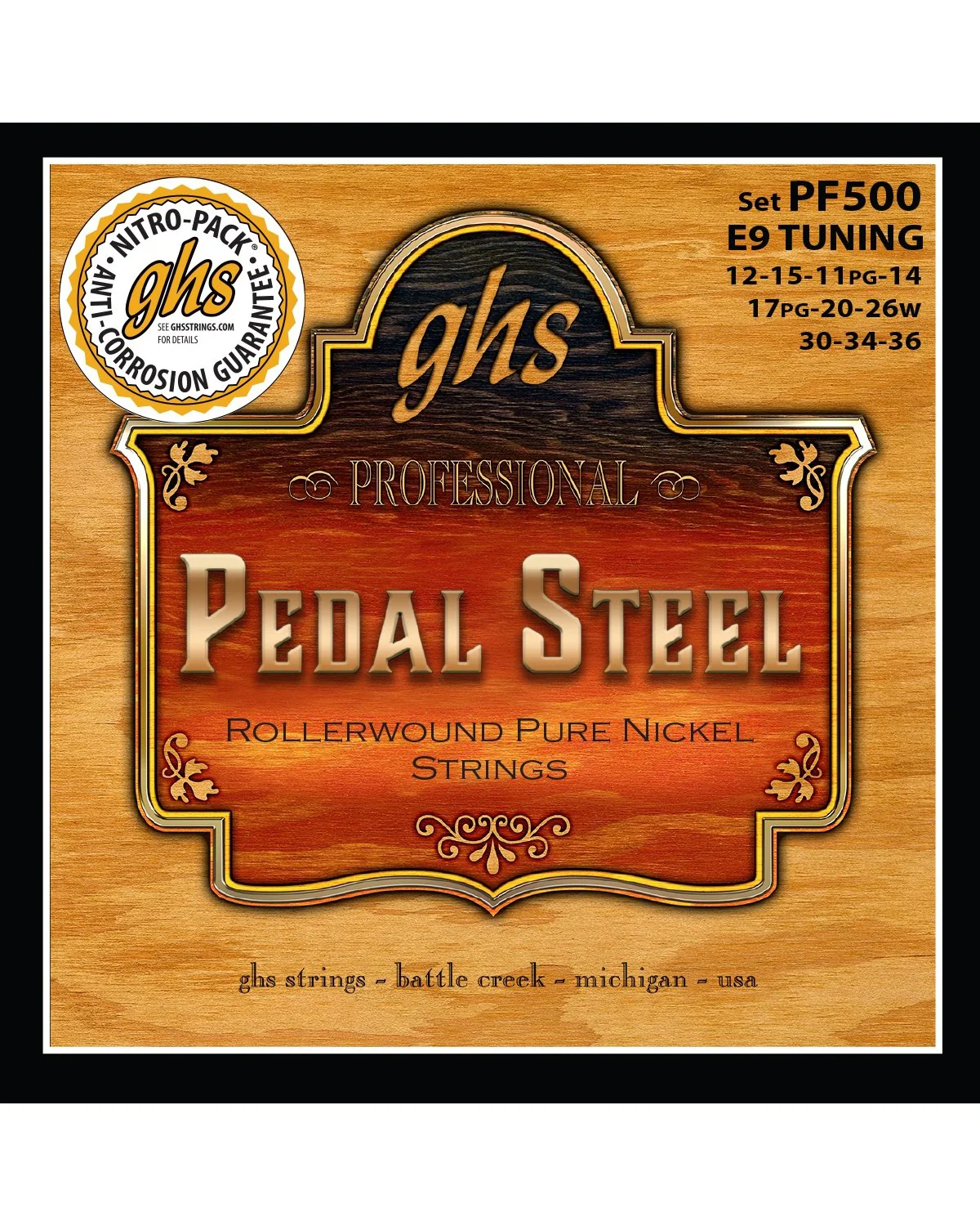 GHS PF500 Pure Nickel Semi-Flat 10-String Electric Pedal Steel Guitar Strings, E9th Tuning - Image 2