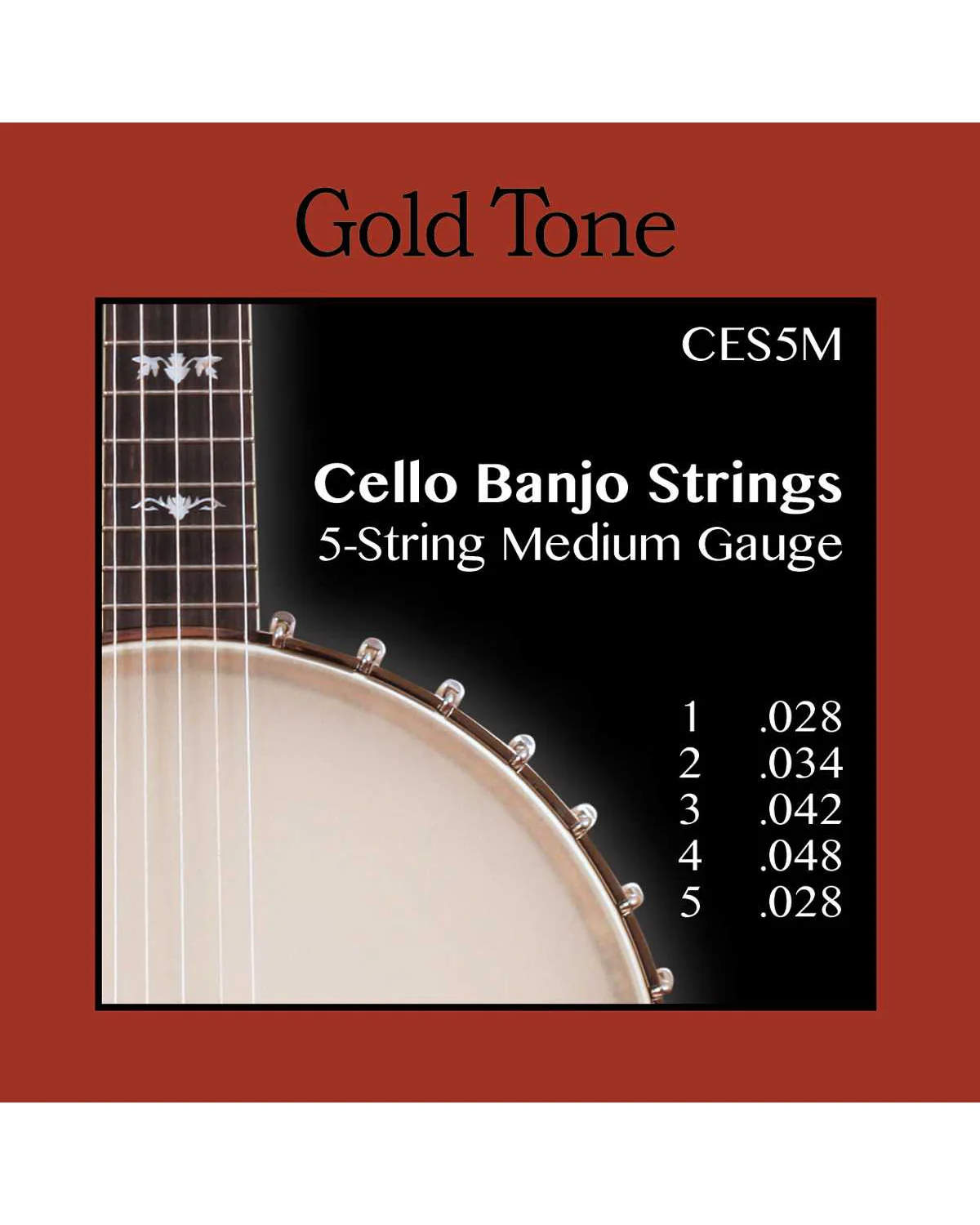Gold Tone CES5M 5-String Cello Banjo Strings, Medium Gauge (G-Tuning) - Image 2