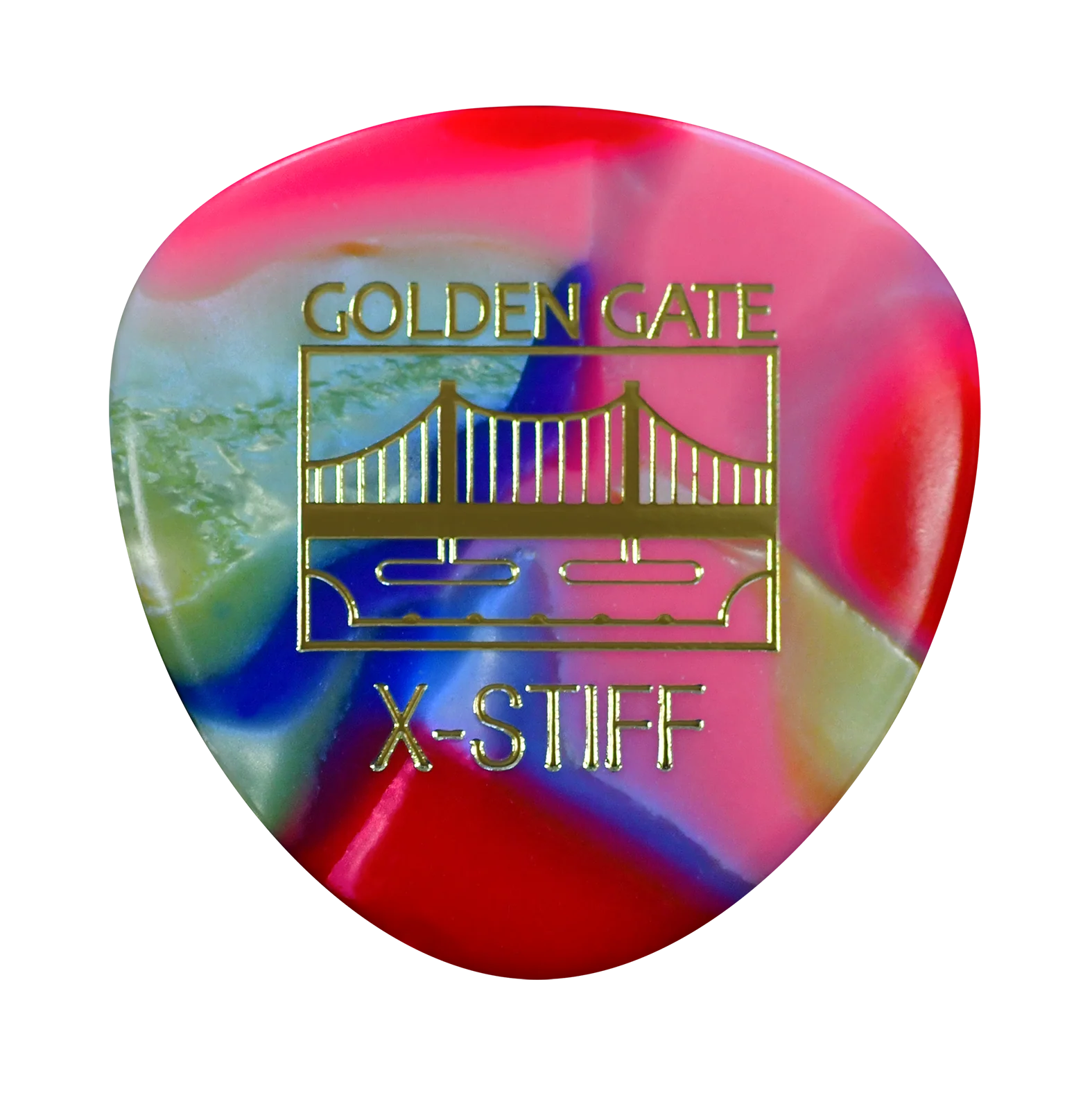 Golden Gate Multi-Color Rounded Triangle Flatpick, Extra Stiff