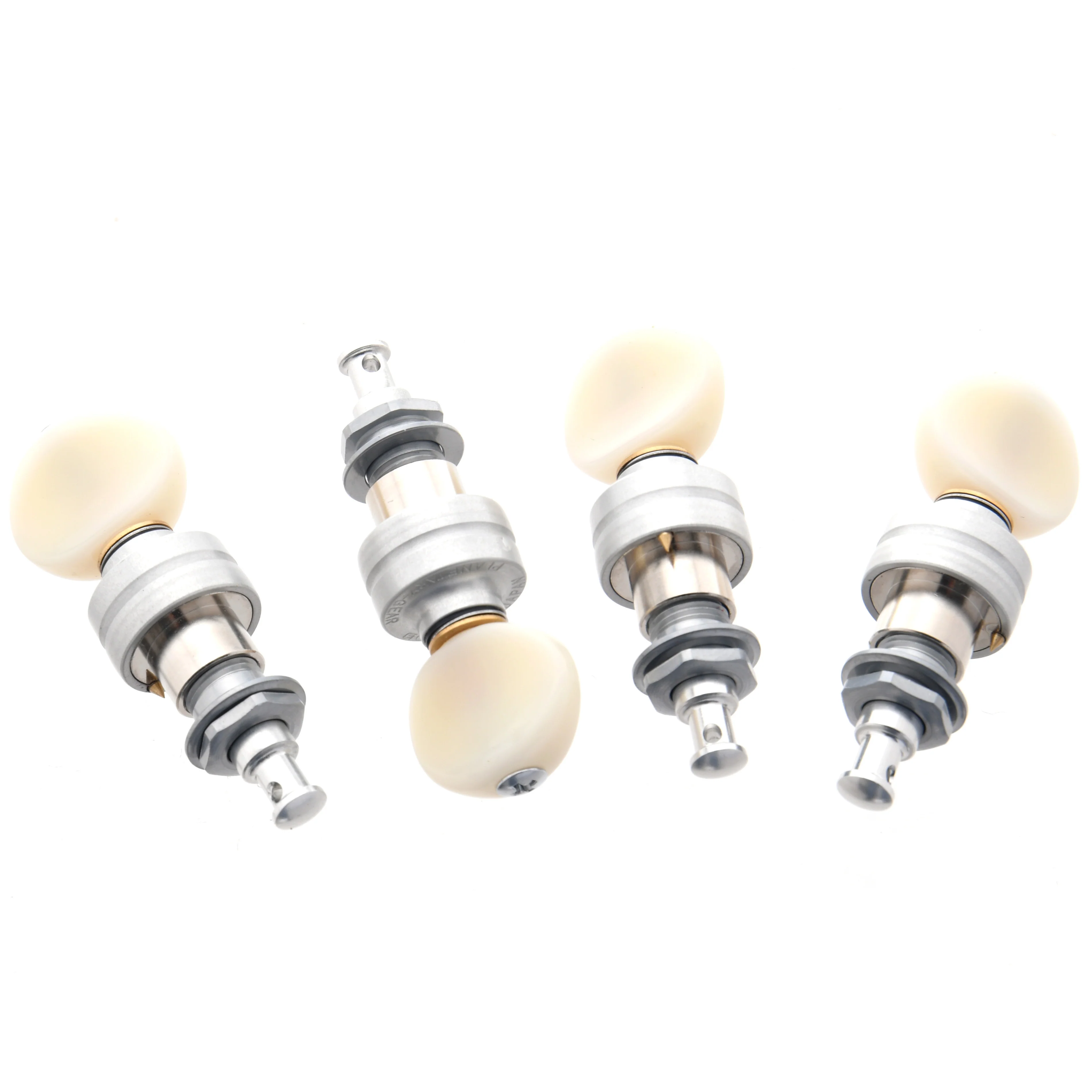 Gotoh Uptl (Long Shaft) Planetary Ukulele Tuners, Chrome White with Vintage White Button, Set/4 - Image 2