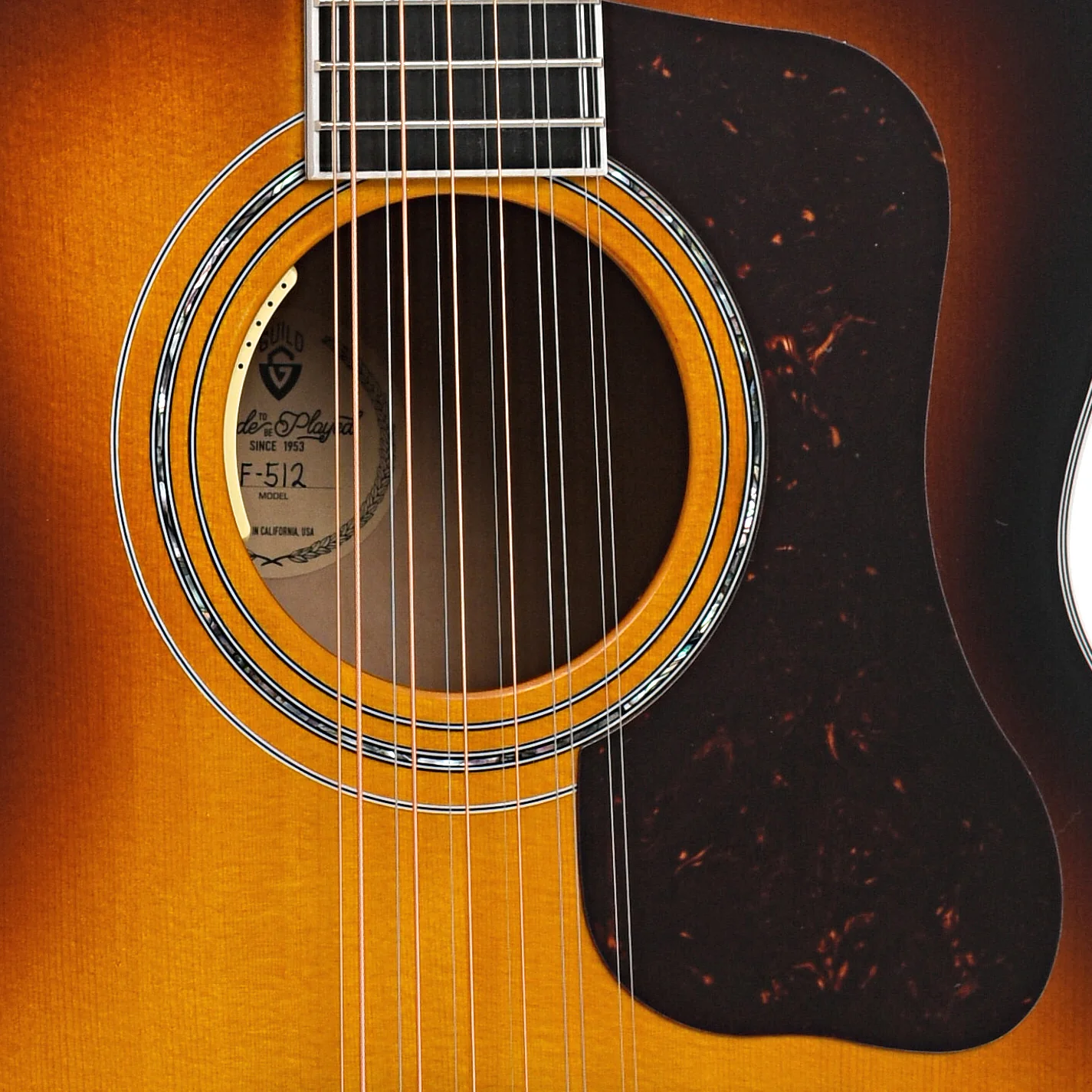 Guild F-512E Maple 12-String Acoustic-Electric Guitar & Case, Antique Burst - Image 6