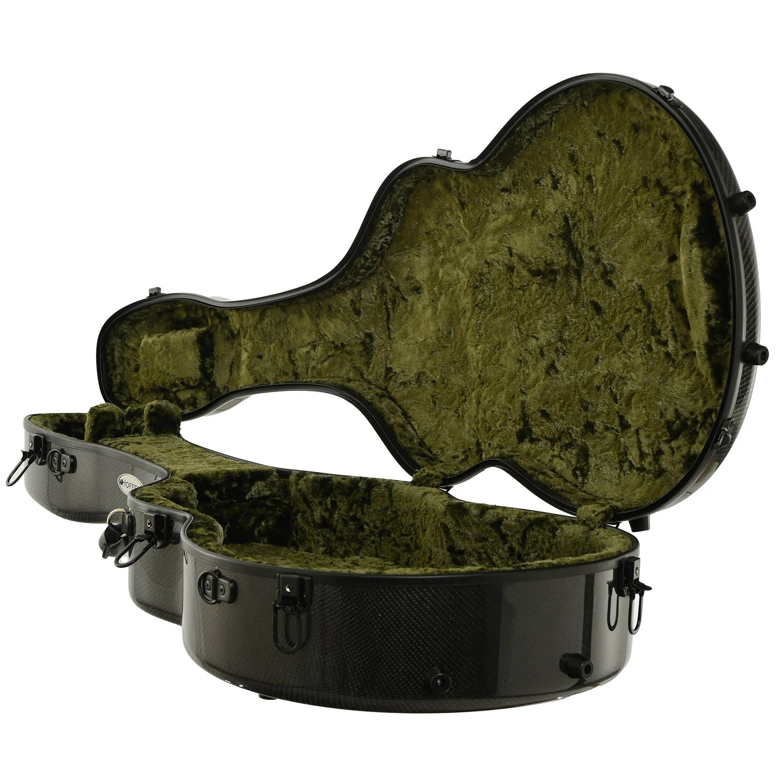 Hoffee Dreadnought Guitar Case - Smooth Black, Green Lining - Image 3