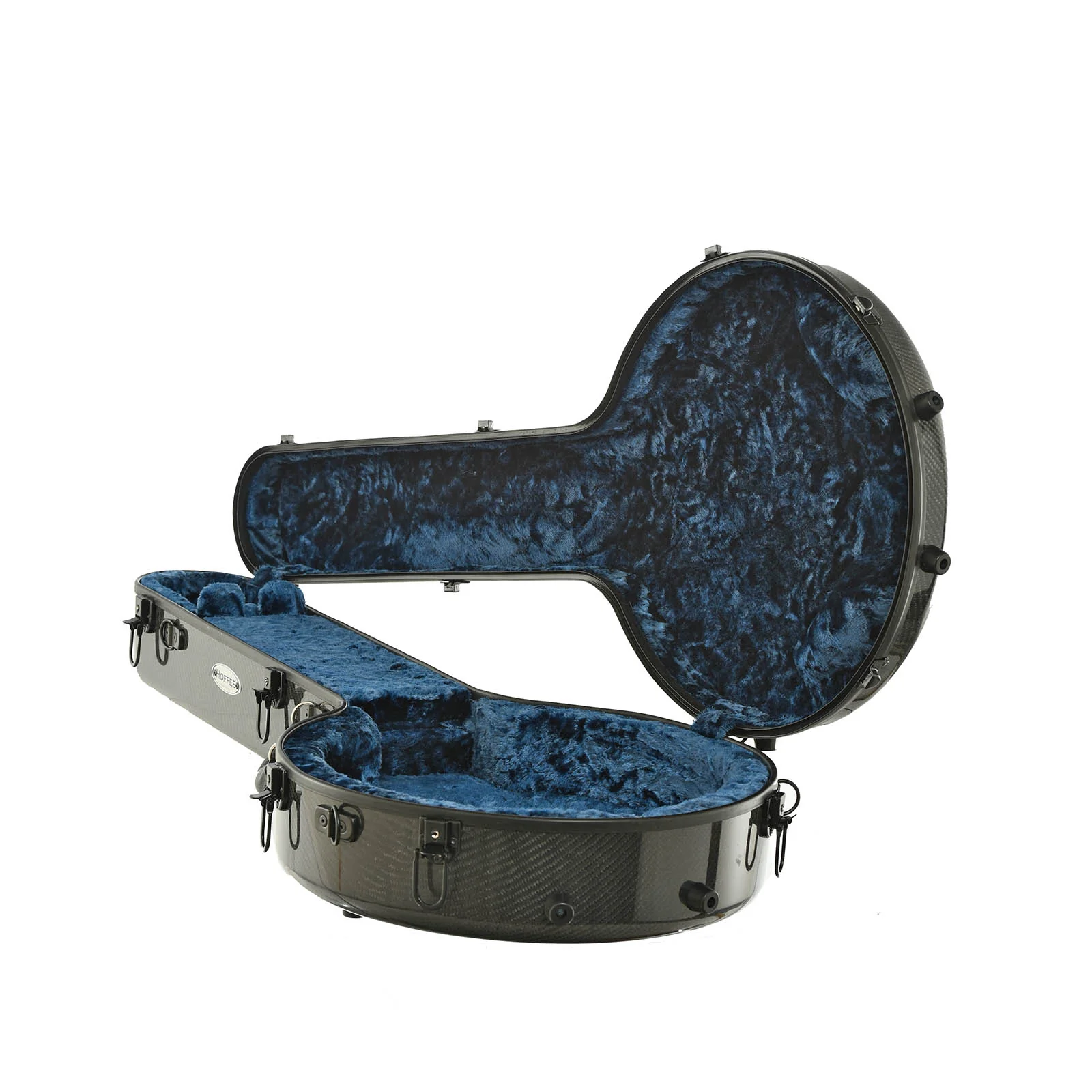 Hoffee Resonator Banjo Case - Smooth Black with Blue Lining - Image 3