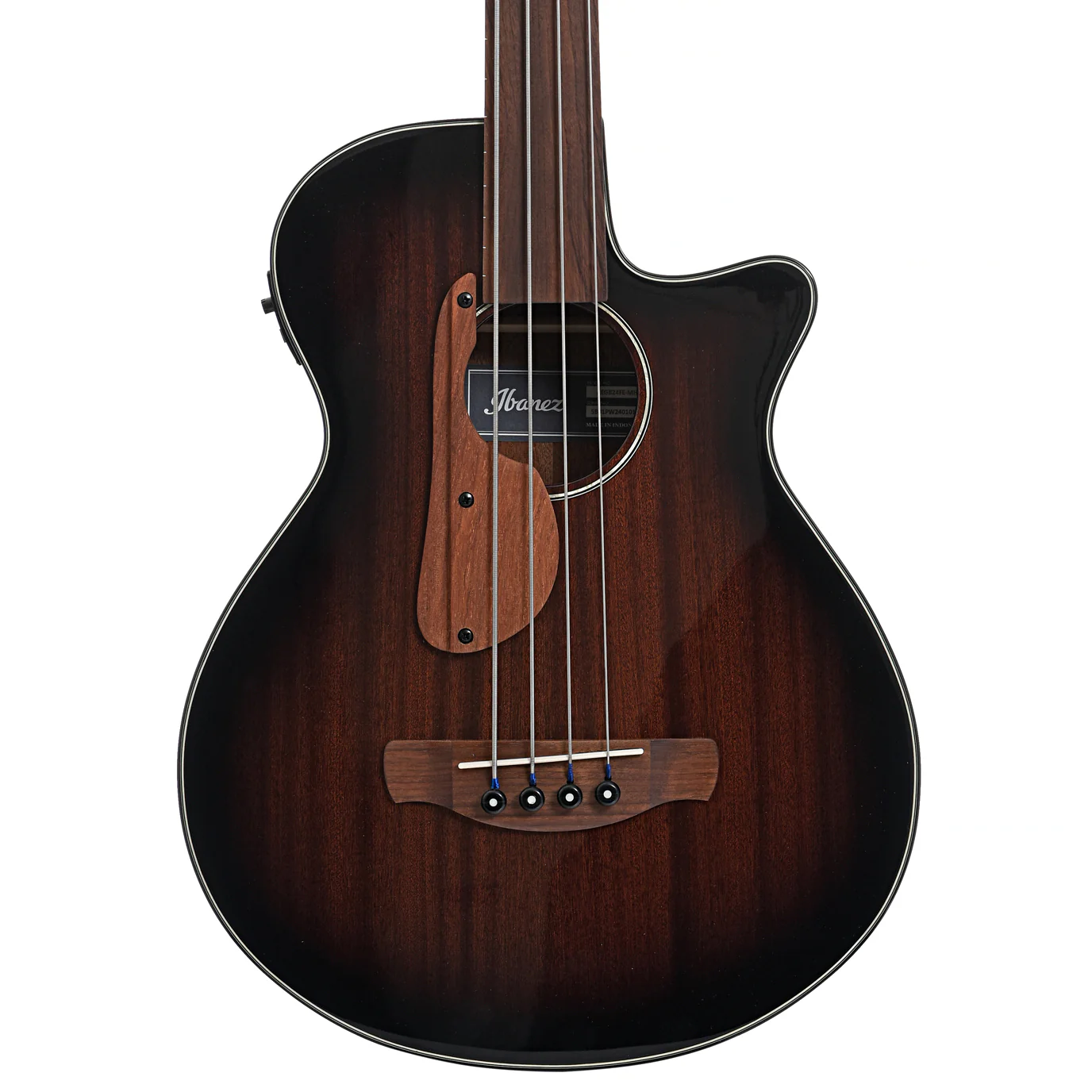 Ibanez AEGB24FE Fretless Acoustic-Electric Bass Guitar, Mahogany Sunburst High Gloss - Image 2