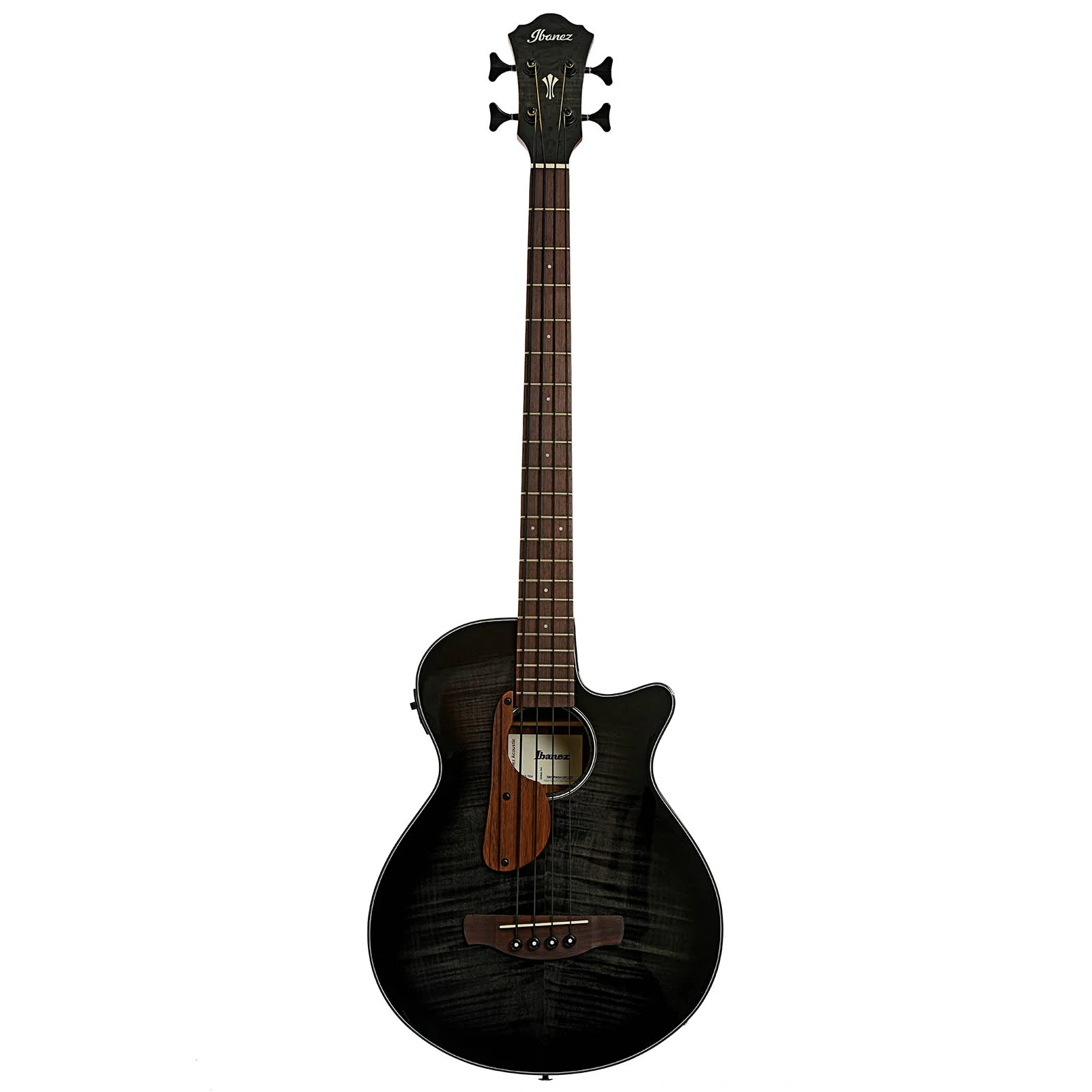 Ibanez AEGB25E Acoustic-Electric Bass Guitar, Transparent Black Sunburst - Image 13