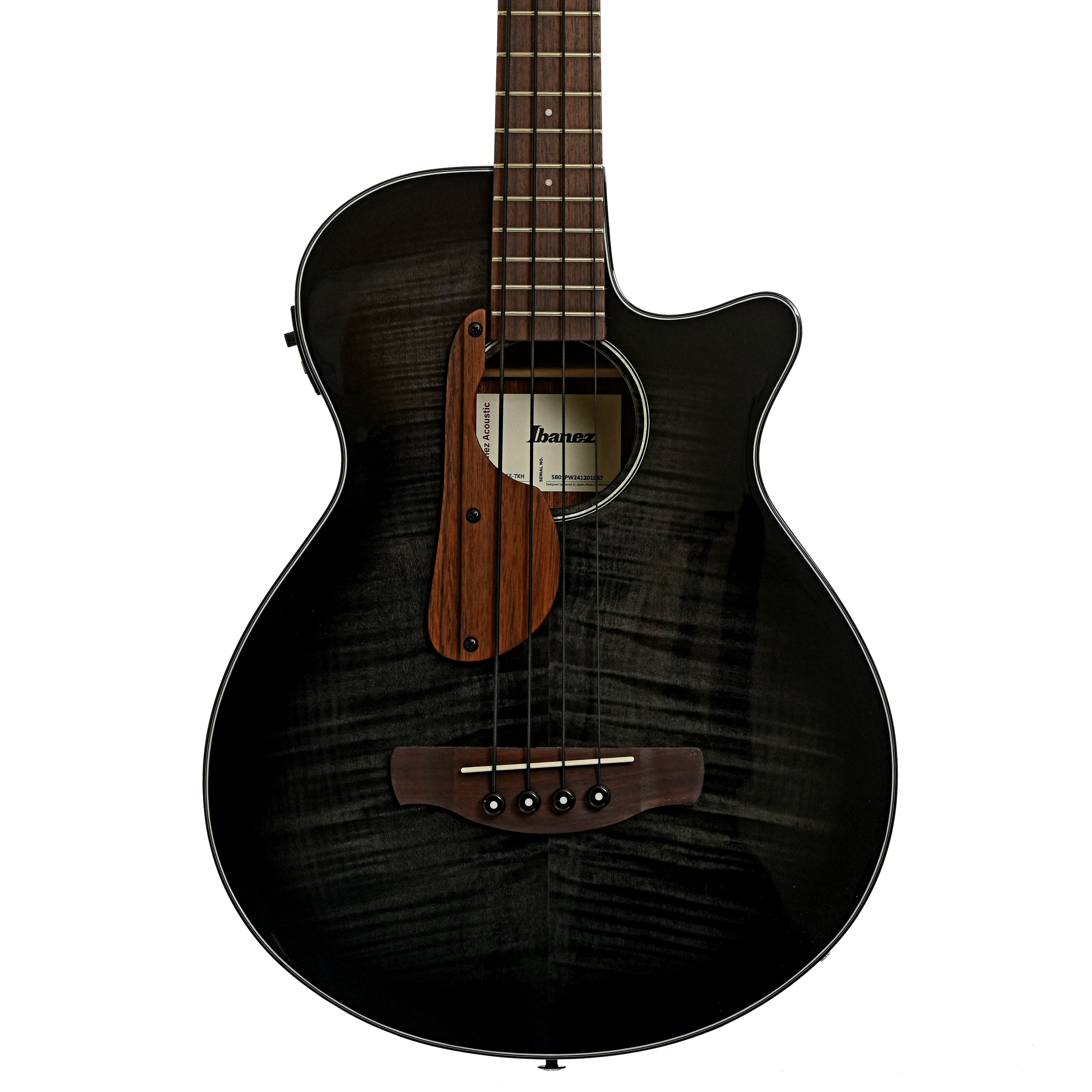 Ibanez AEGB25E Acoustic-Electric Bass Guitar, Transparent Black Sunburst - Image 2