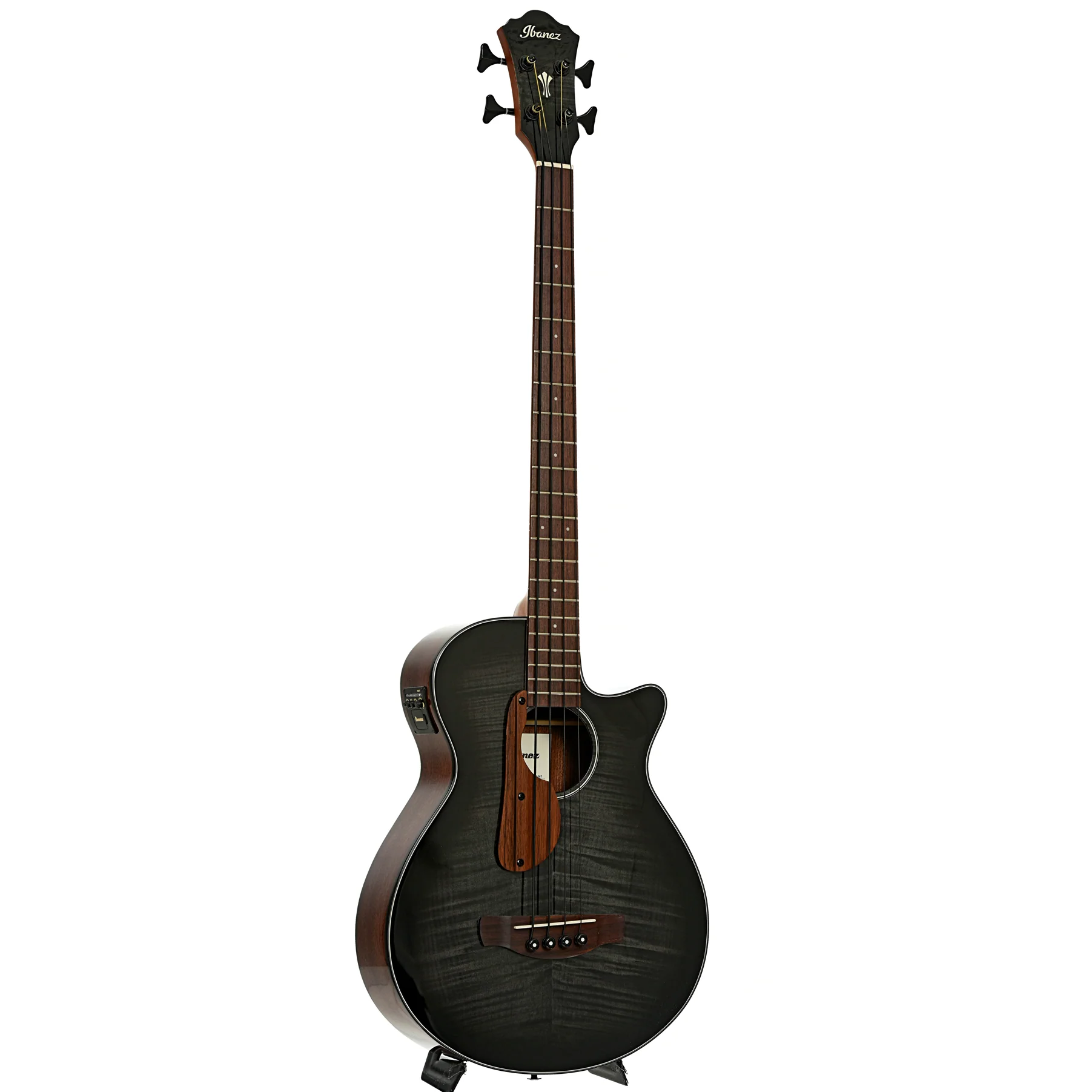 Ibanez AEGB25E Acoustic-Electric Bass Guitar, Transparent Black Sunburst - Image 3