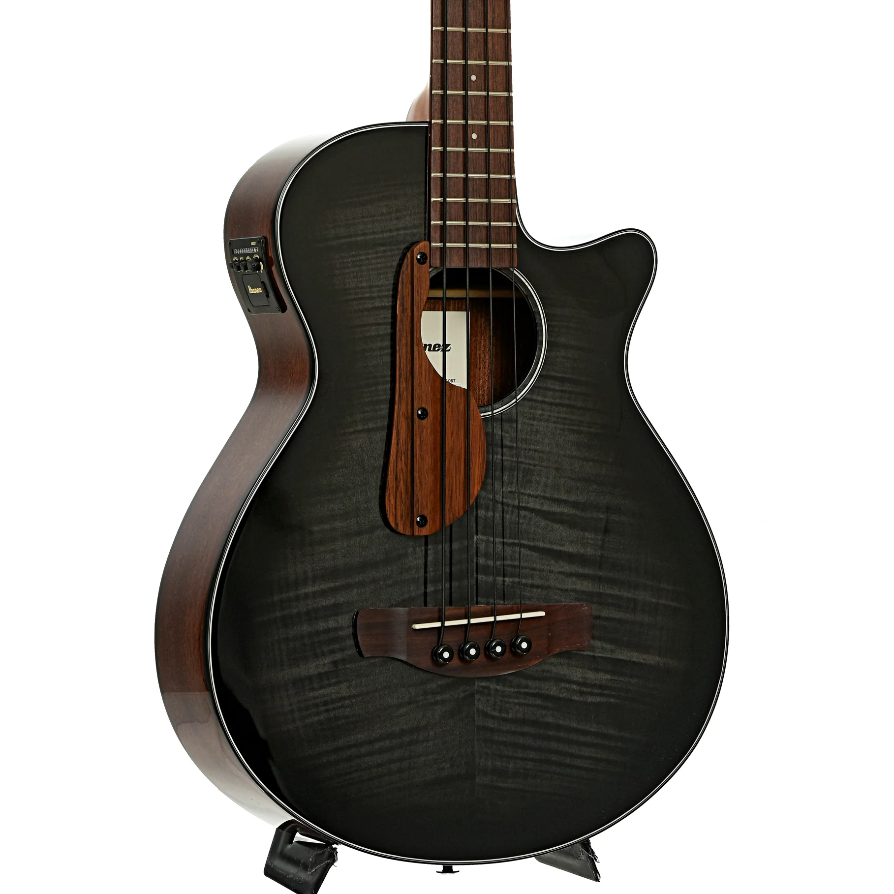 Ibanez AEGB25E Acoustic-Electric Bass Guitar, Transparent Black Sunburst - Image 4