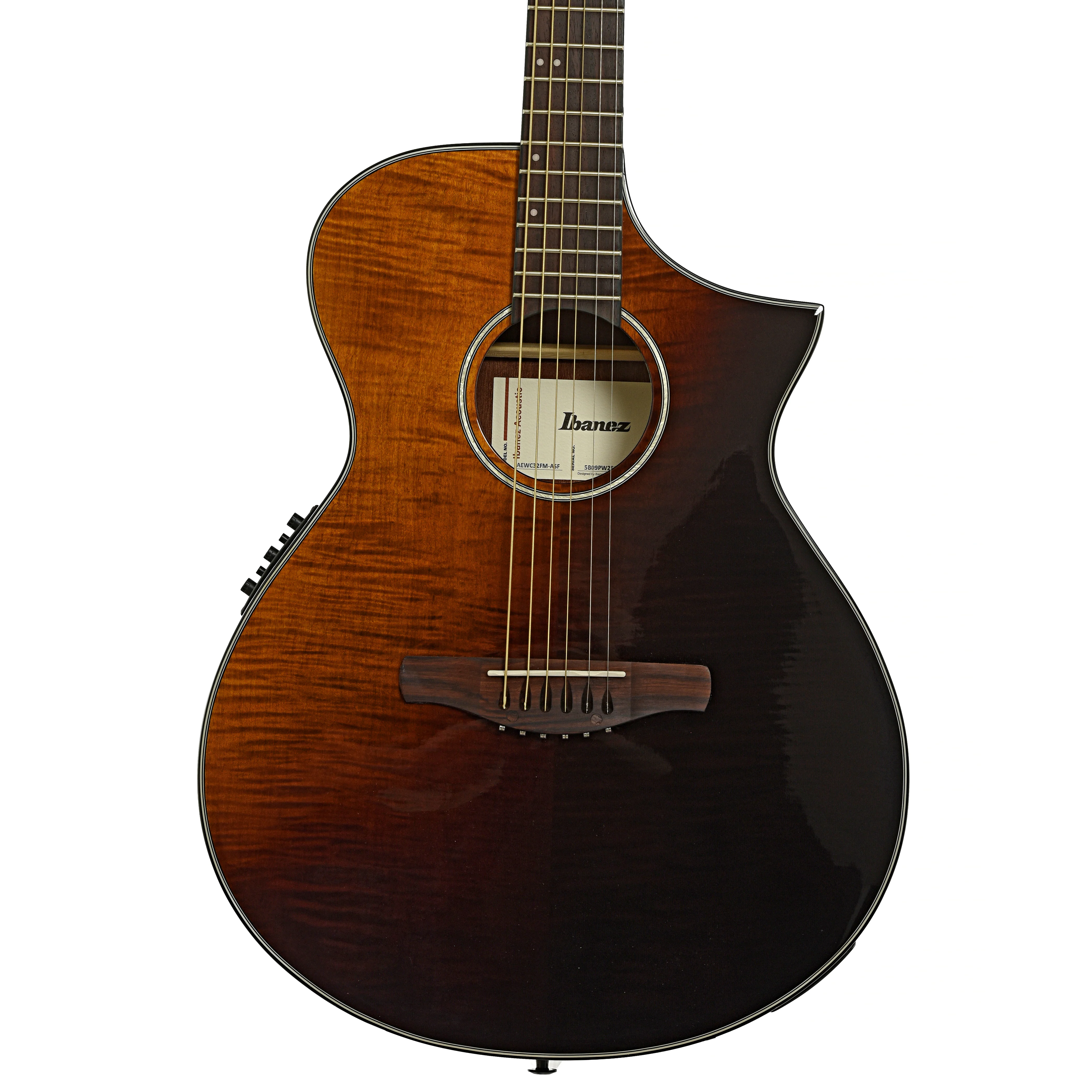 Ibanez AEWC32FM Thinline Acoustic-Electric Guitar, Amber Sunset Fade - Image 2