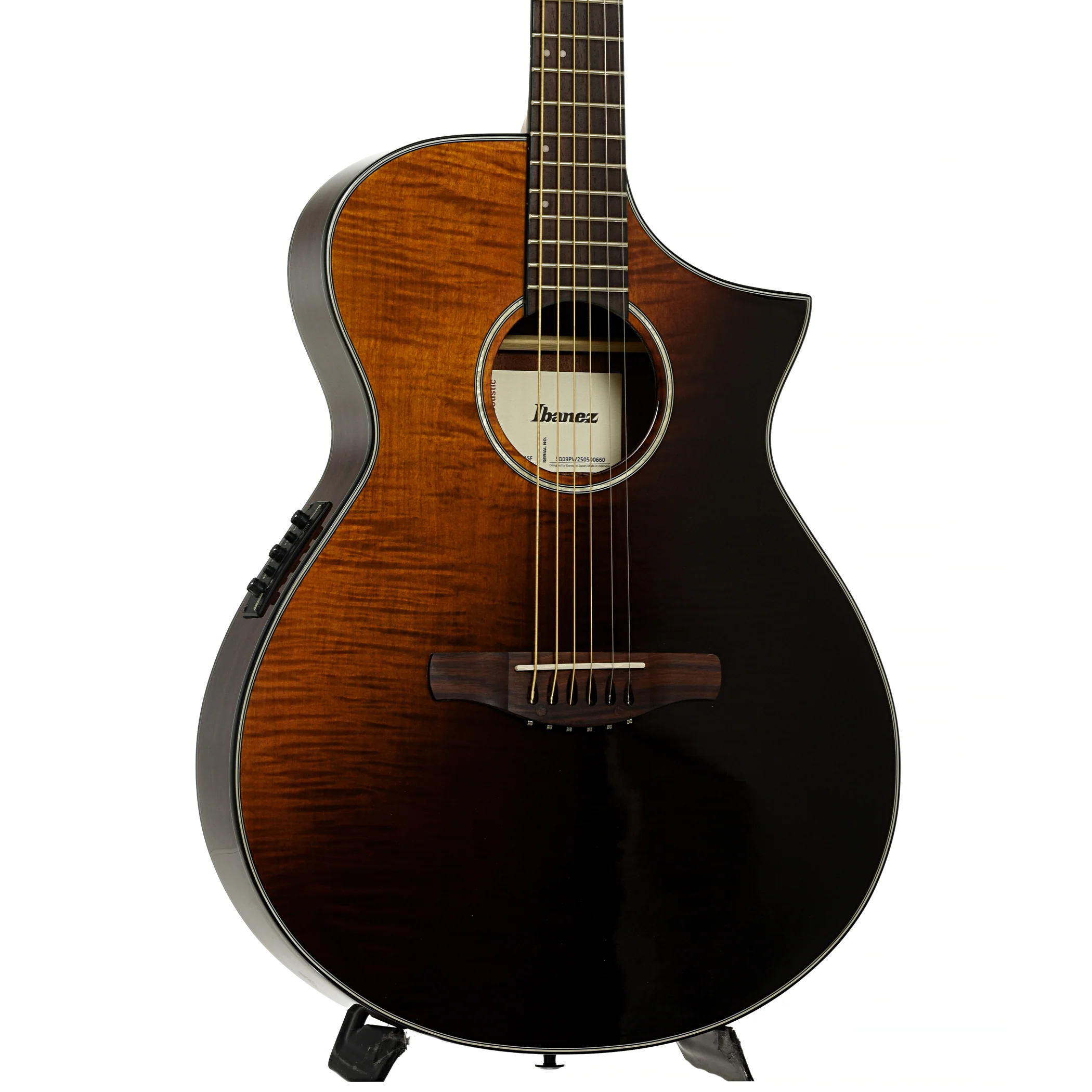 Ibanez AEWC32FM Thinline Acoustic-Electric Guitar, Amber Sunset Fade - Image 4