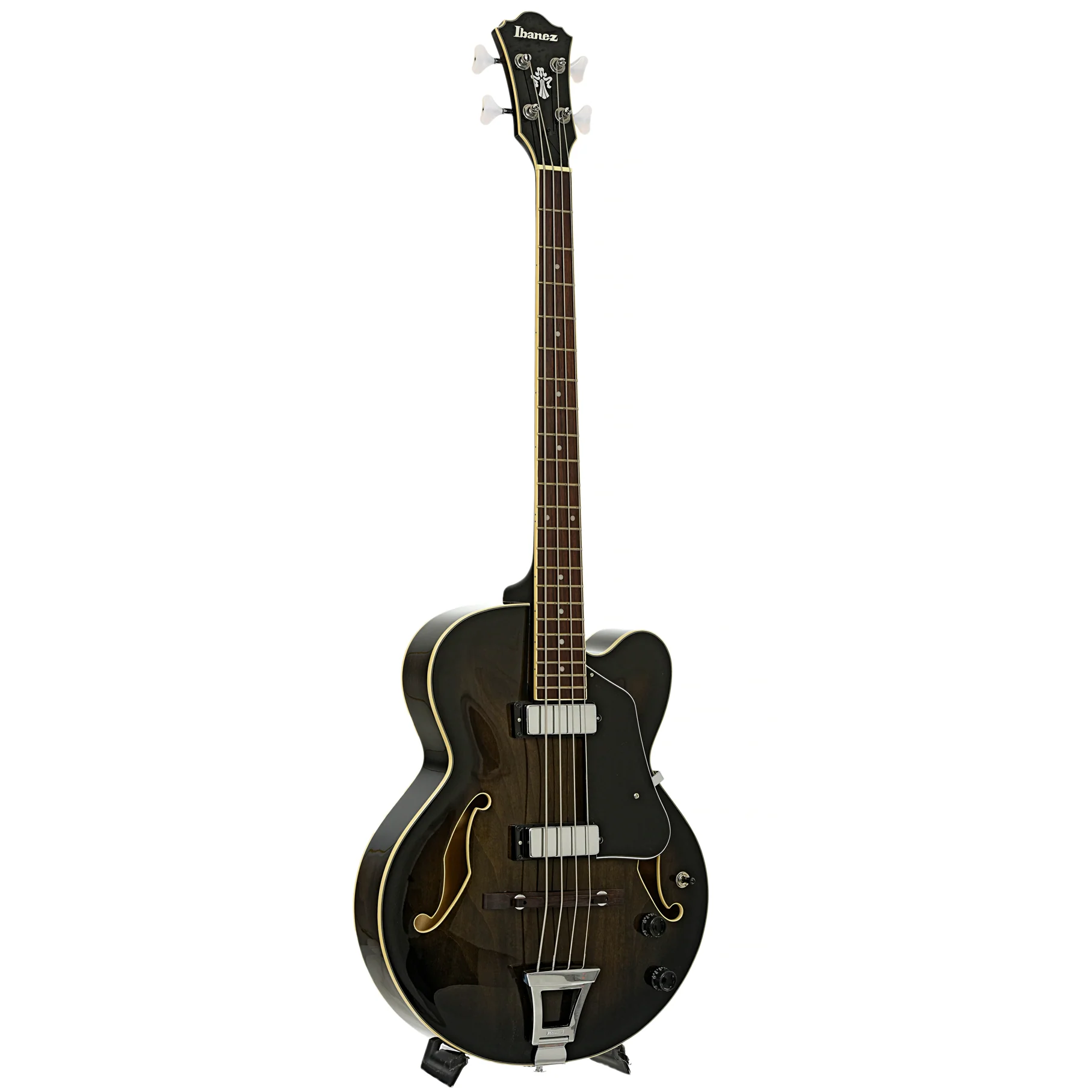Ibanez AFB200 Artcore Hollowbody Electric Bass, Transparent Black Sunburst - Image 3