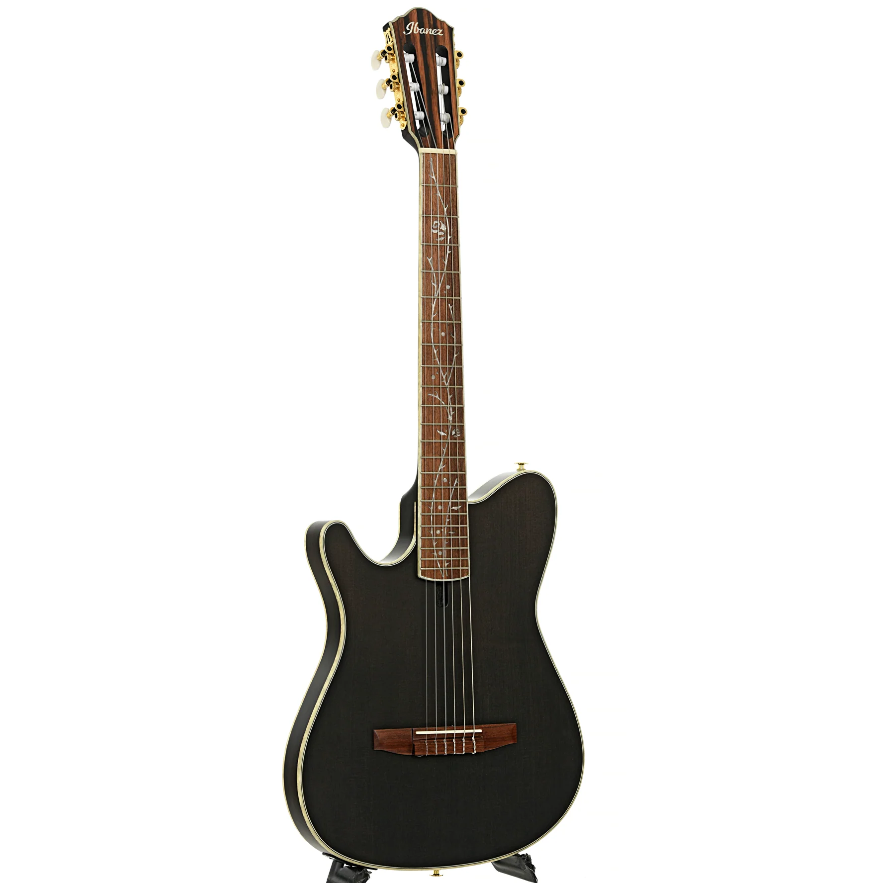 Ibanez TOD10NL Tim Henson Signature Nylon String Left-Handed Acoustic-Electric Guitar, Transparent Black Flat - Image 3