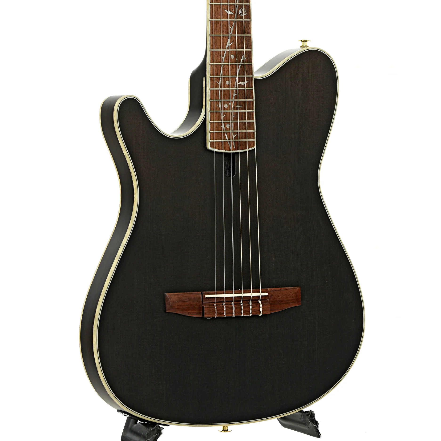 Ibanez TOD10NL Tim Henson Signature Nylon String Left-Handed Acoustic-Electric Guitar, Transparent Black Flat - Image 4