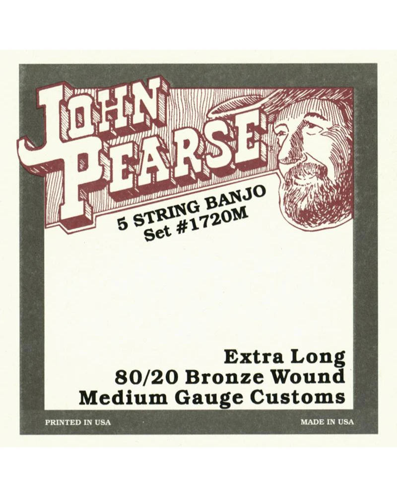 John Pearse 1720M 80/20 Bronze Extra Long Custom Medium Gauge 5-String Banjo Strings - Image 2